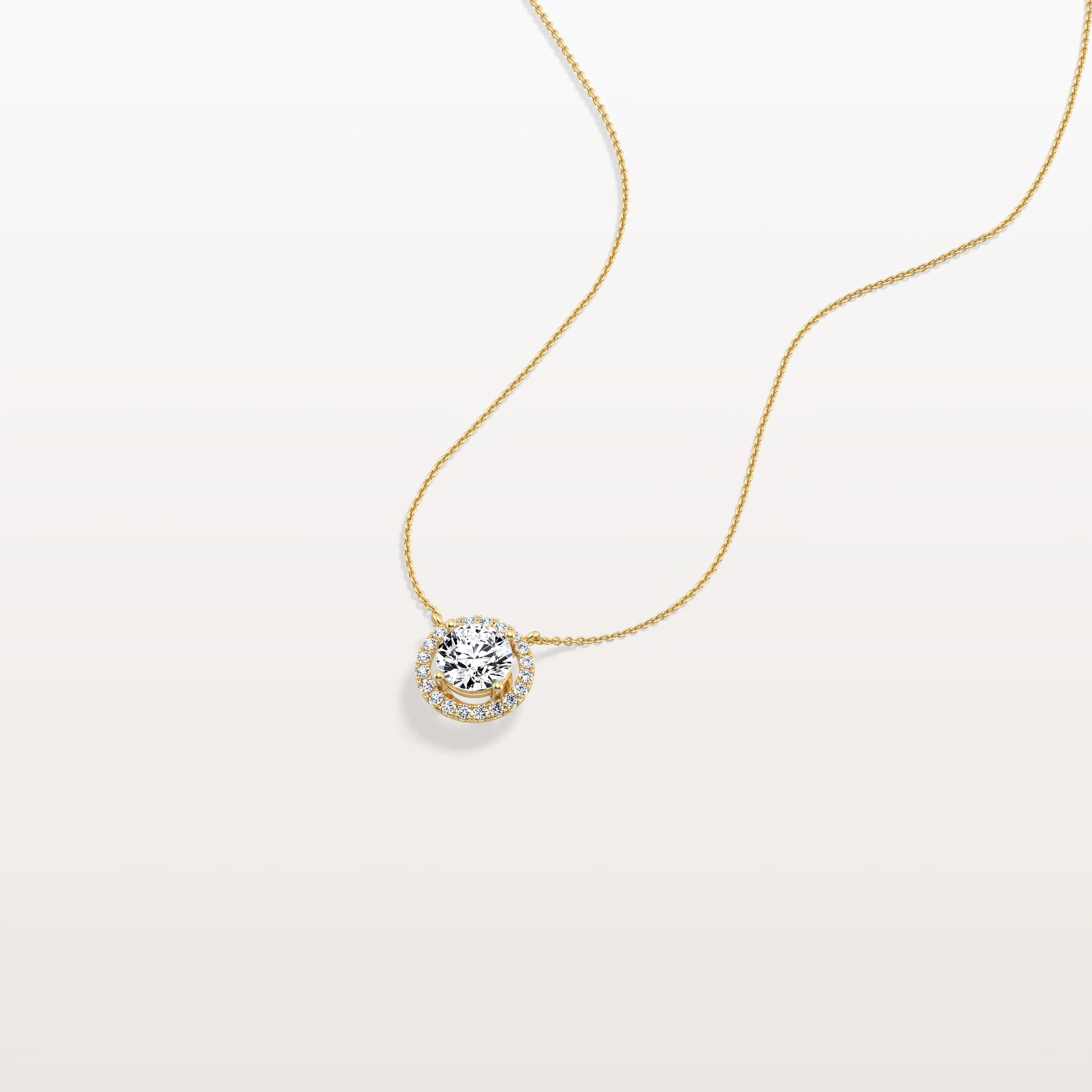 0.5CT Round Lab Grown Diamond Halo Necklace In 14K Solid Gold/Platinum - Image 5