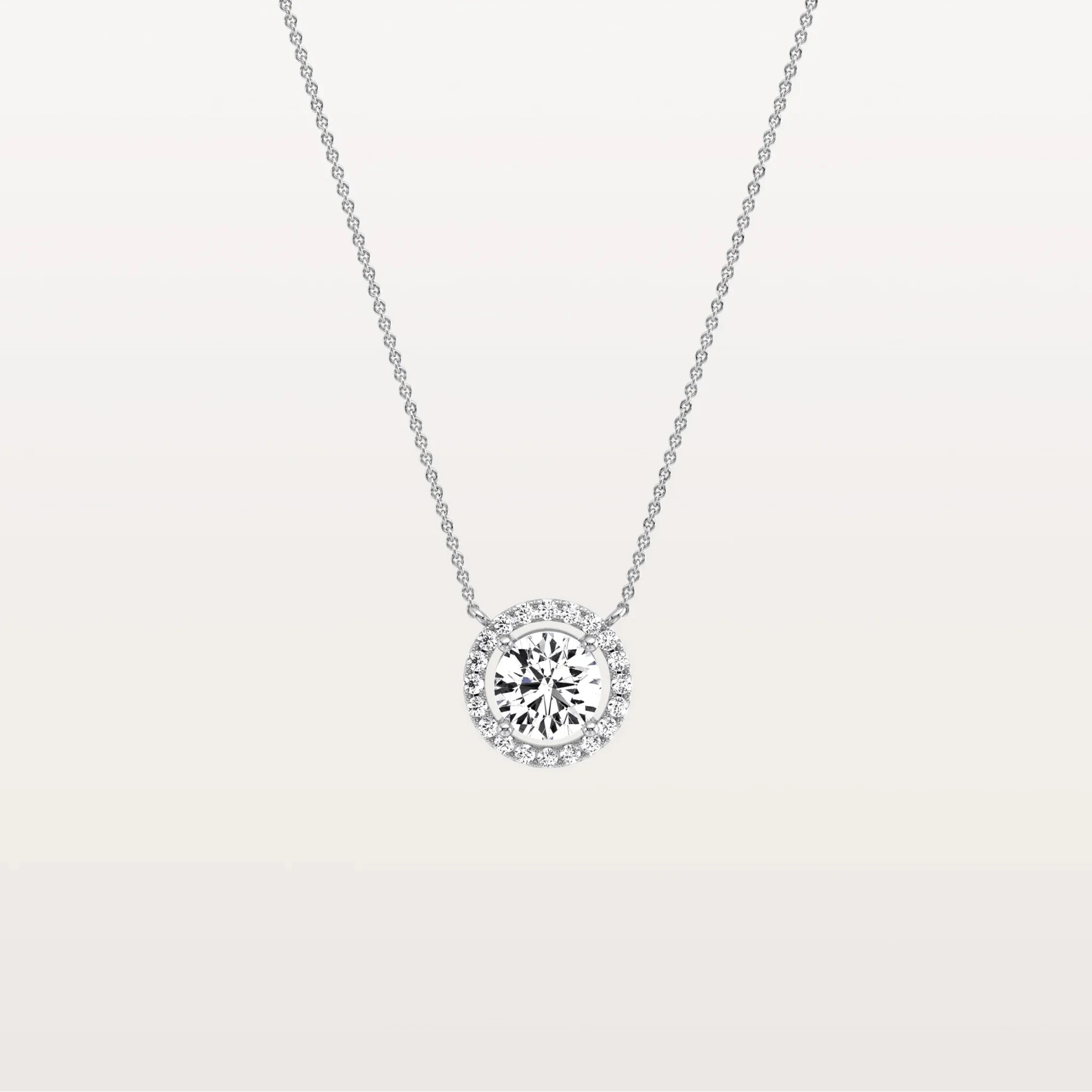 0.5CT Round Lab Grown Diamond Halo Necklace In 14K Solid Gold/Platinum - Image 7