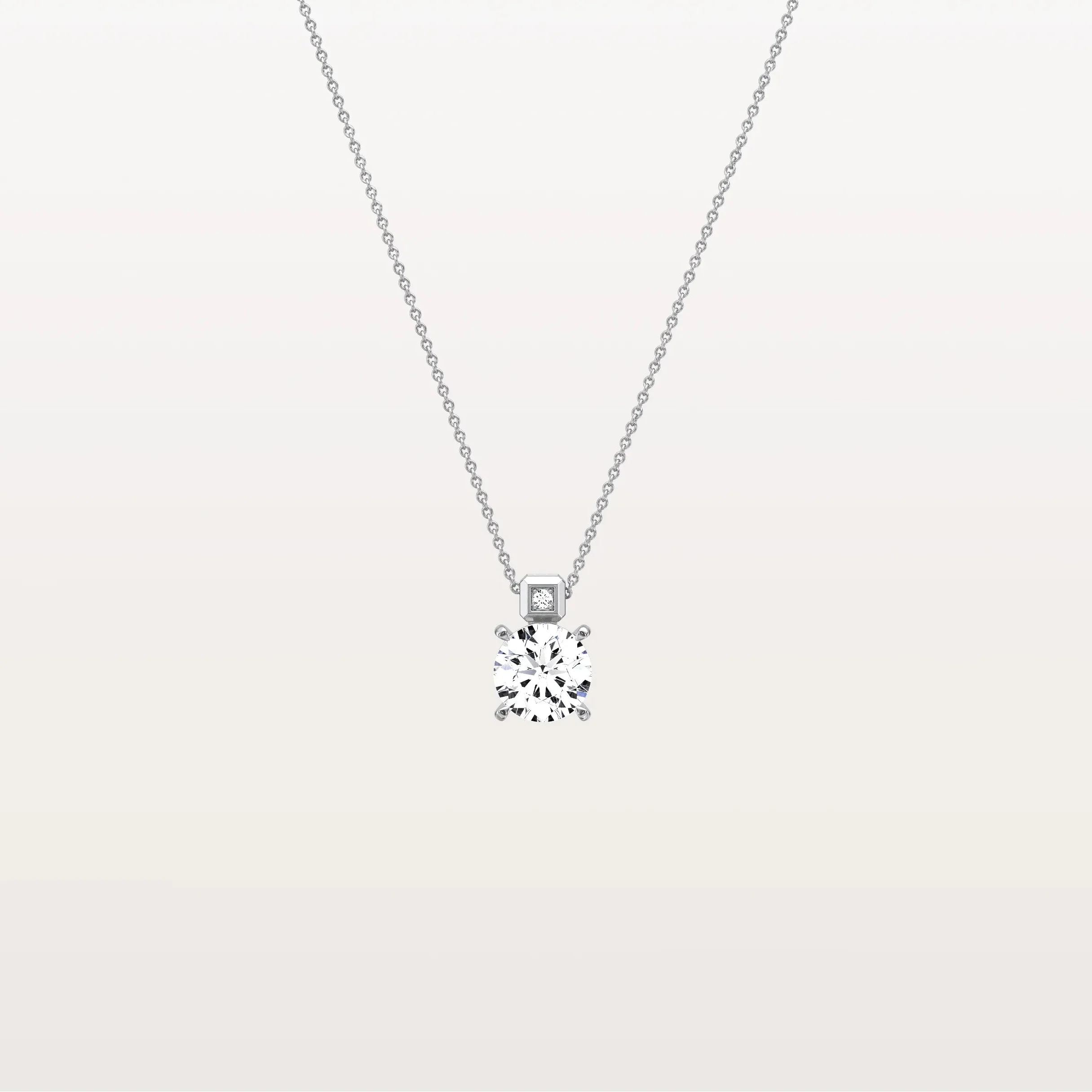 0.5CT Round Lab Grown Diamond Necklace in 14K Gold/Platinum - Image 8