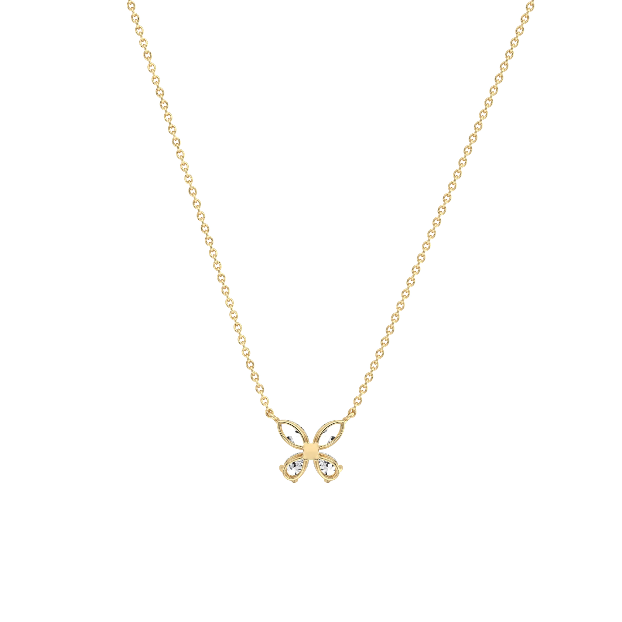 0.5CTW Lab Grown Diamond Butterfly Necklace In 14K Solid Gold/Platinum - Image 5