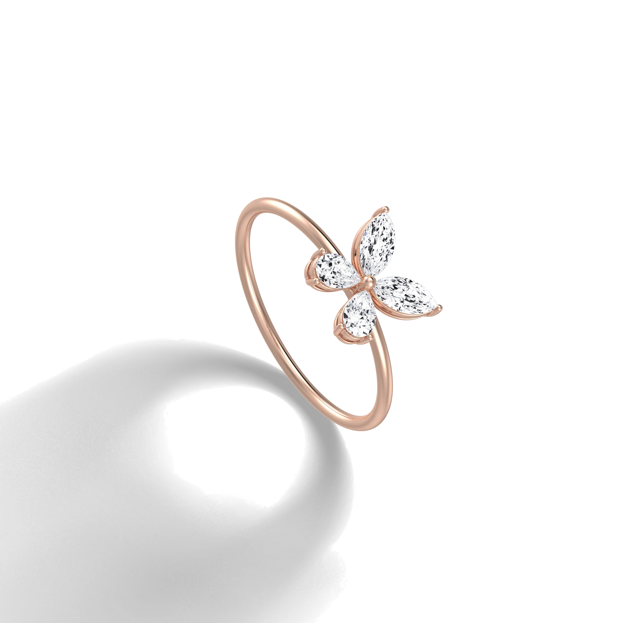 0.5CTW Lab Grown Diamond Butterfly Ring in 14K Solid Gold/Platinum - Image 21