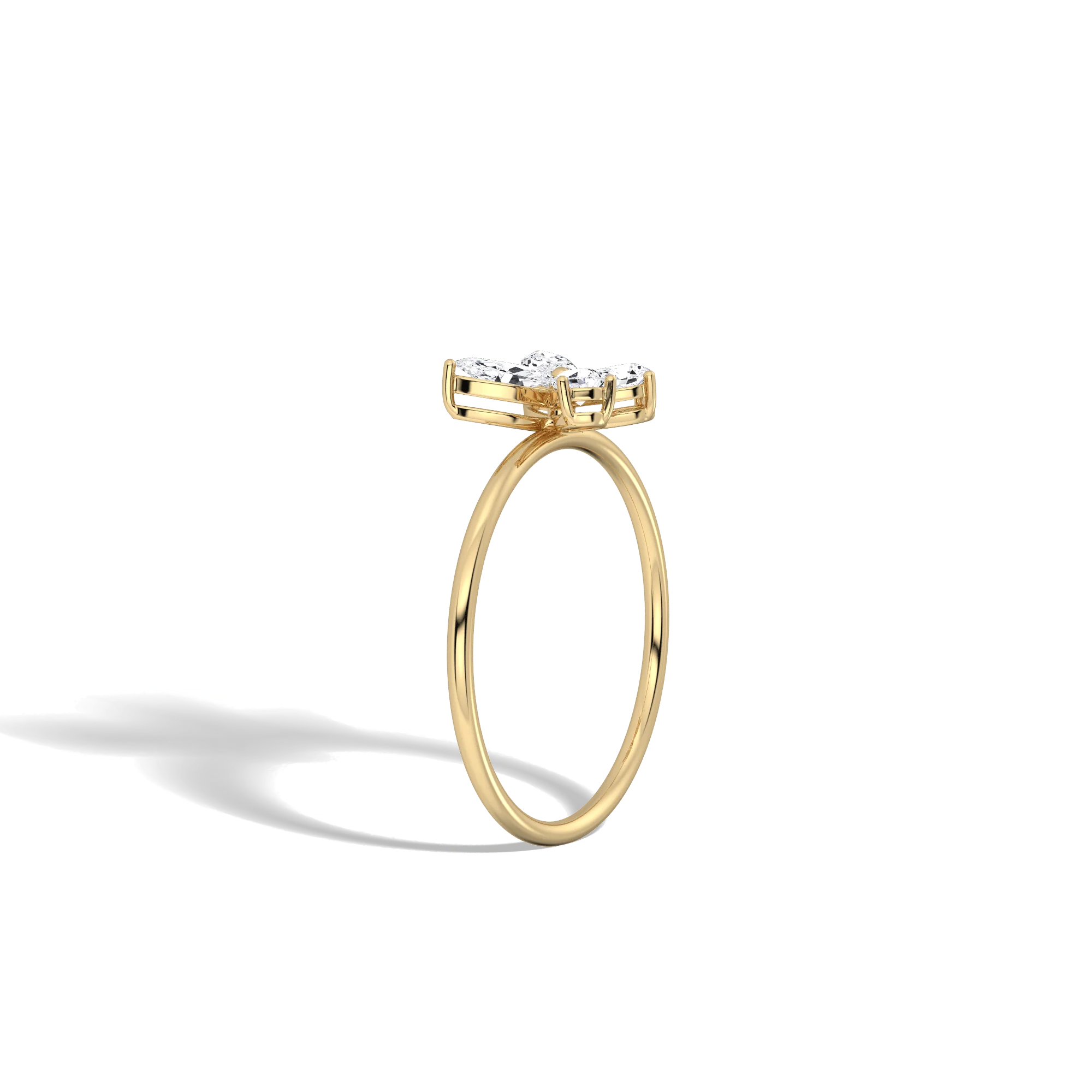 0.5CTW Lab Grown Diamond Butterfly Ring in 14K Solid Gold/Platinum - Image 4