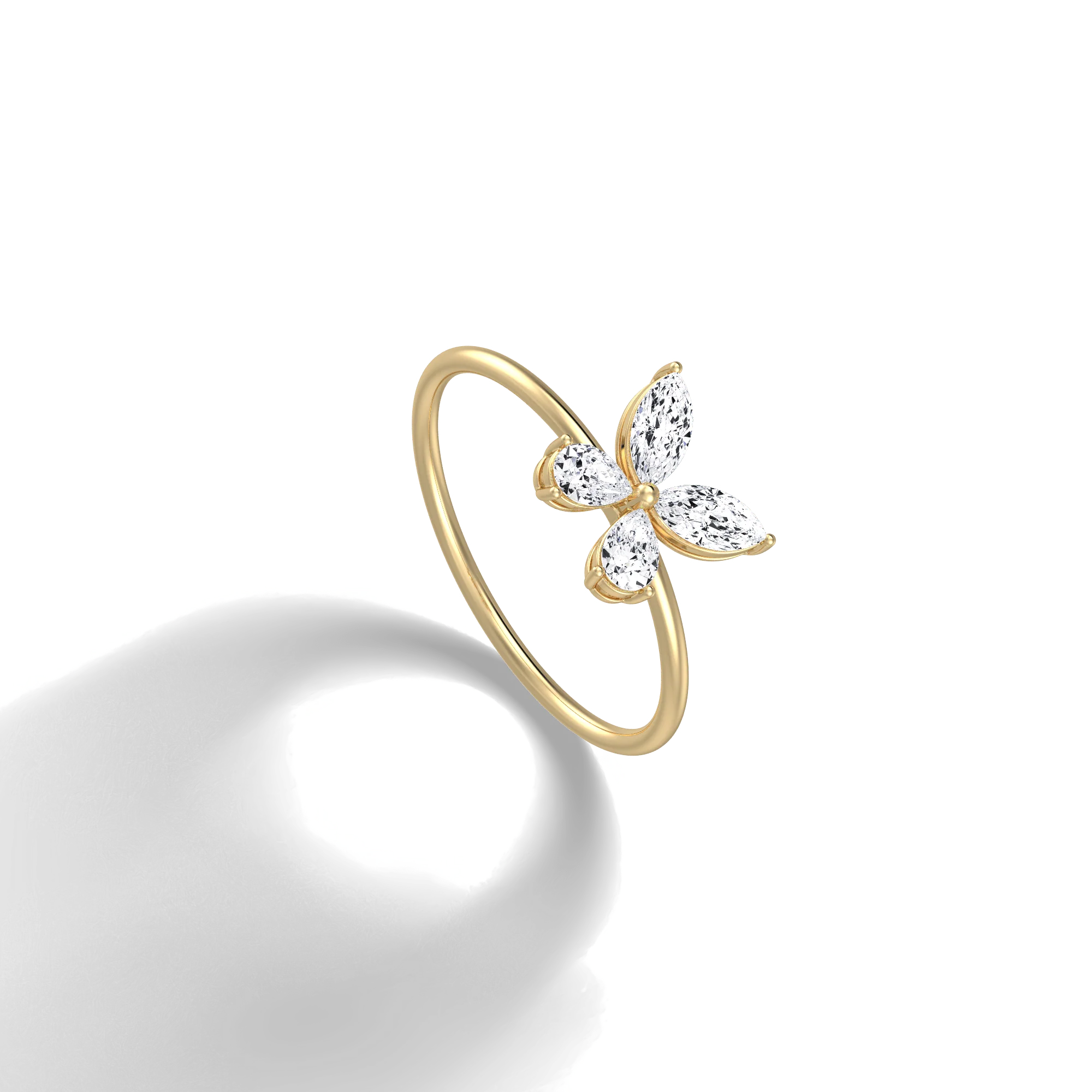 0.5CTW Lab Grown Diamond Butterfly Ring in 14K Solid Gold/Platinum - Image 8