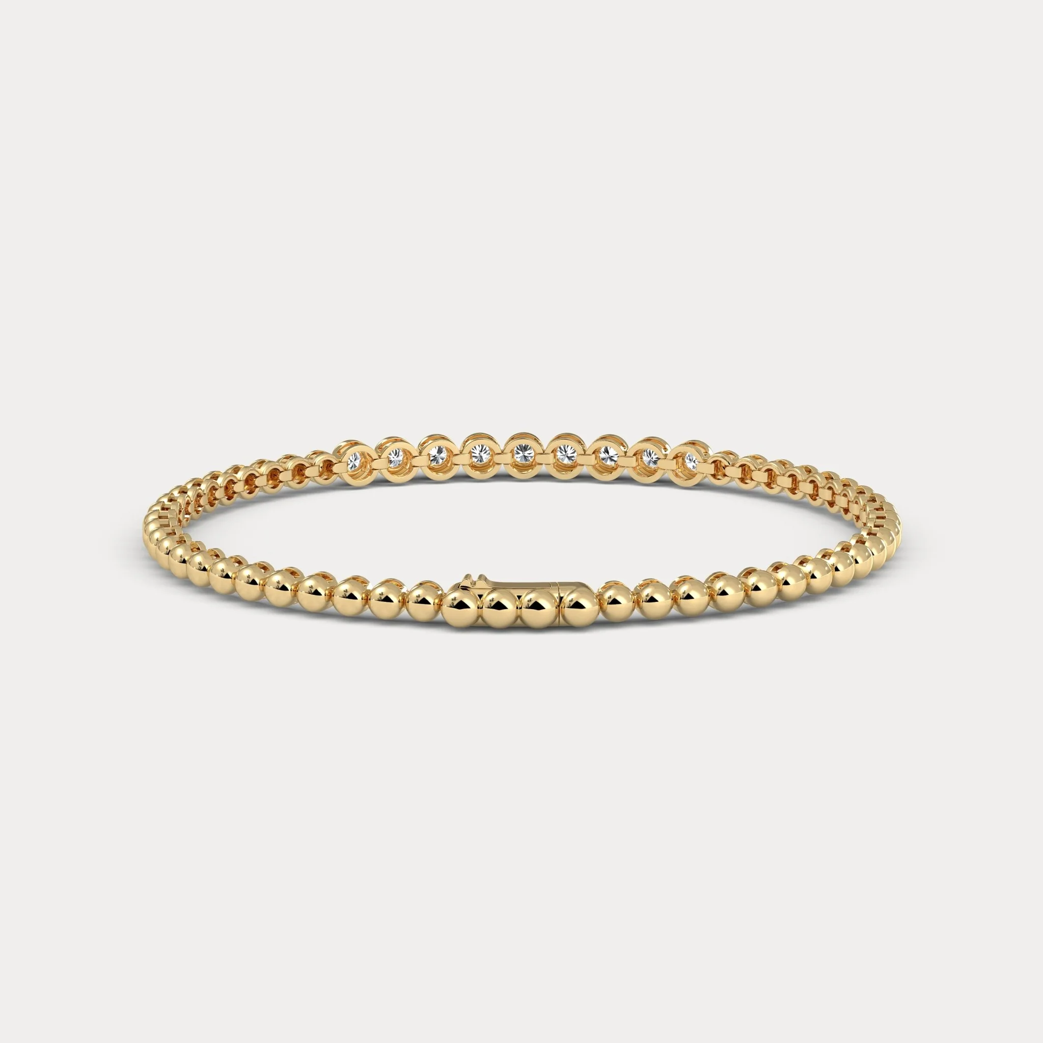 0.7 CTW Bezel-Set Lab-Grown Diamond Bar & Beaded Bracelet in Sterling Silver - Image 7