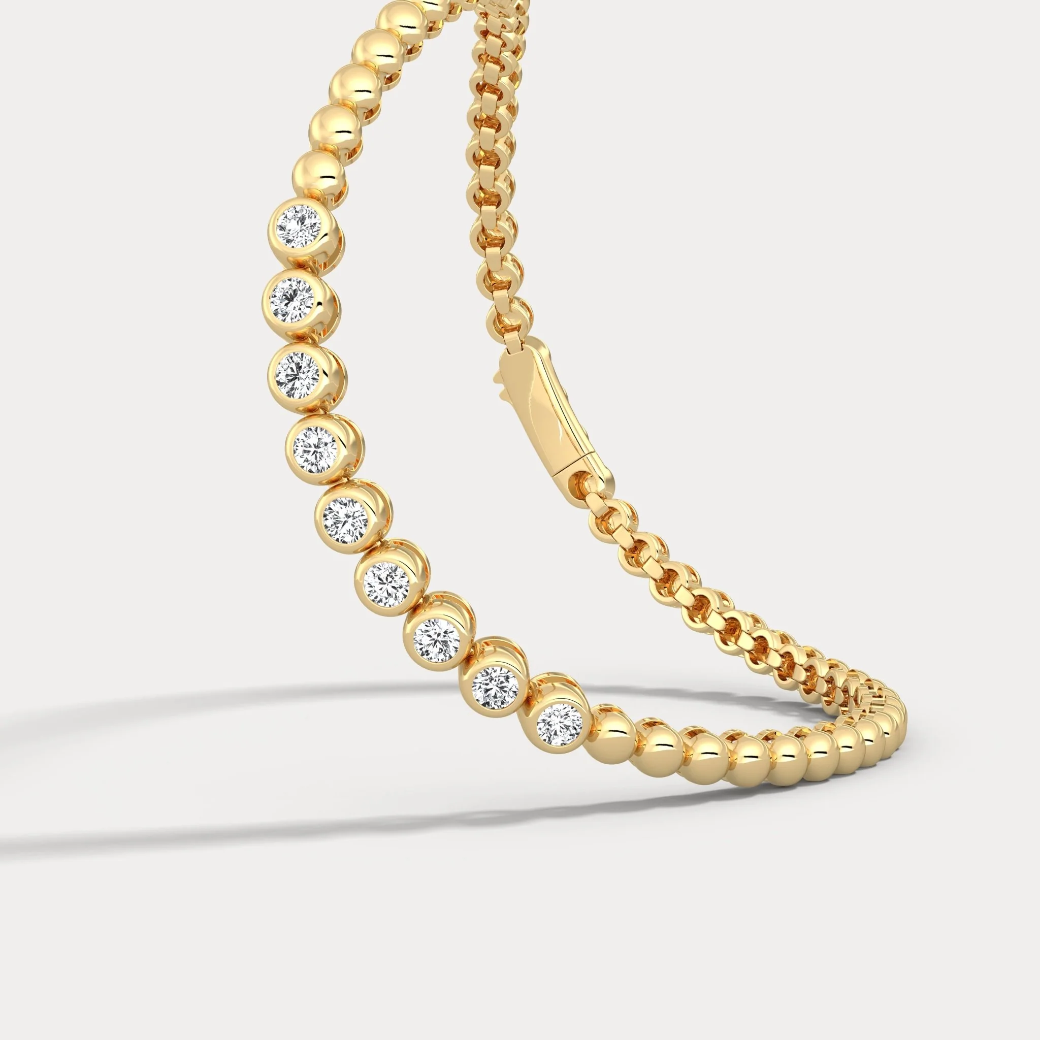 0.7 CTW Bezel-Set Lab-Grown Diamond Bar & Beaded Bracelet in Sterling Silver - Image 9