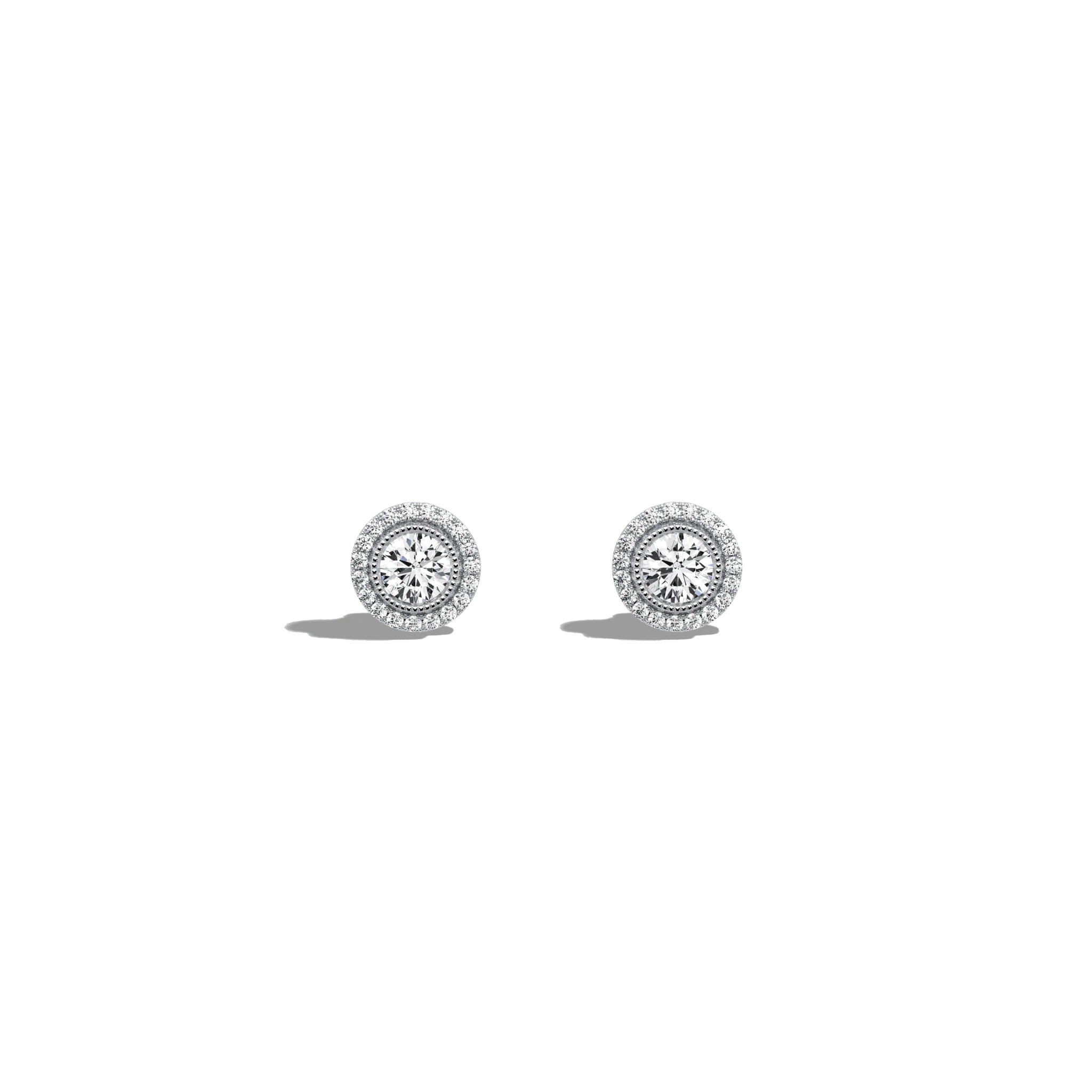 0.73CTW Round Lab Diamond Halo Stud Earrings  In 14K Solid Gold/Platinum - Image 20