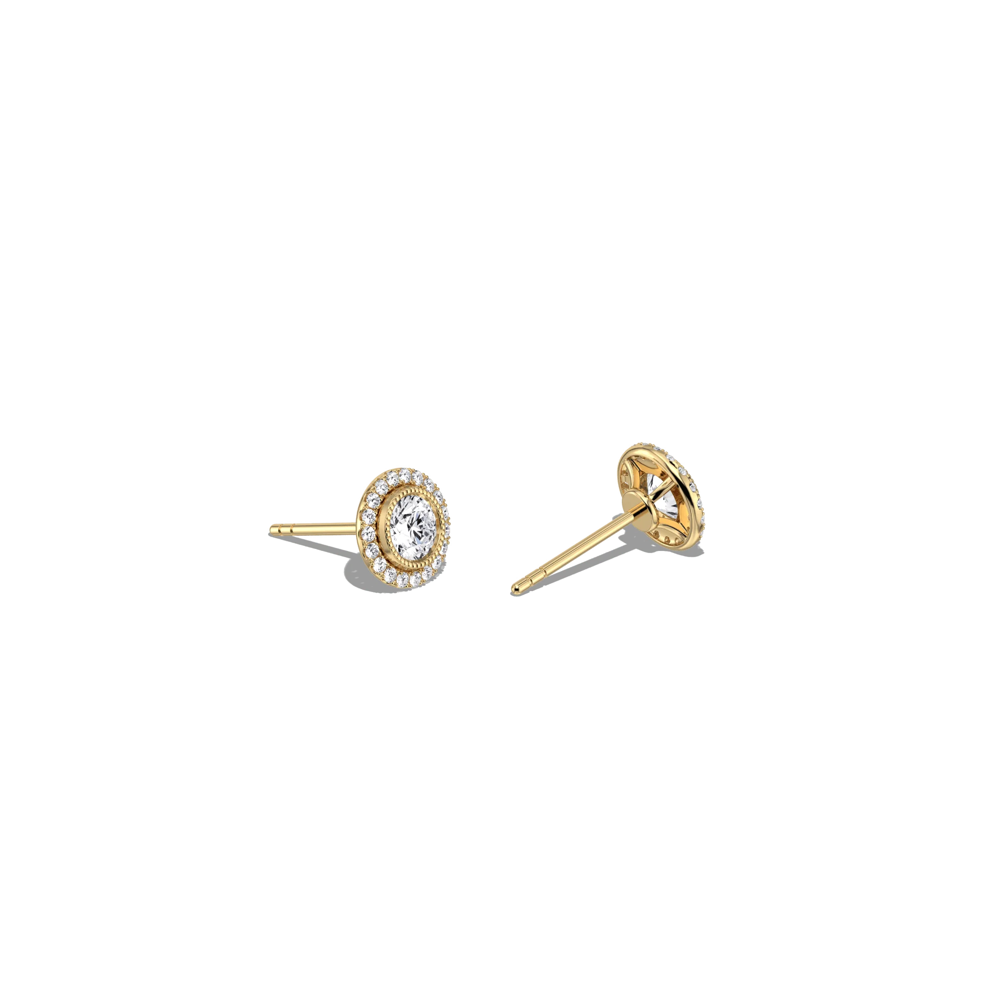 0.73CTW Round Lab Diamond Halo Stud Earrings  In 14K Solid Gold/Platinum - Image 4
