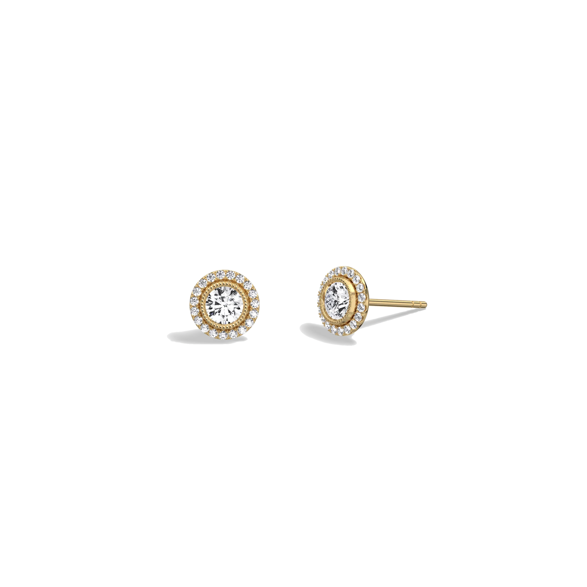 0.73CTW Round Lab Diamond Halo Stud Earrings  In 14K Solid Gold/Platinum - Image 5