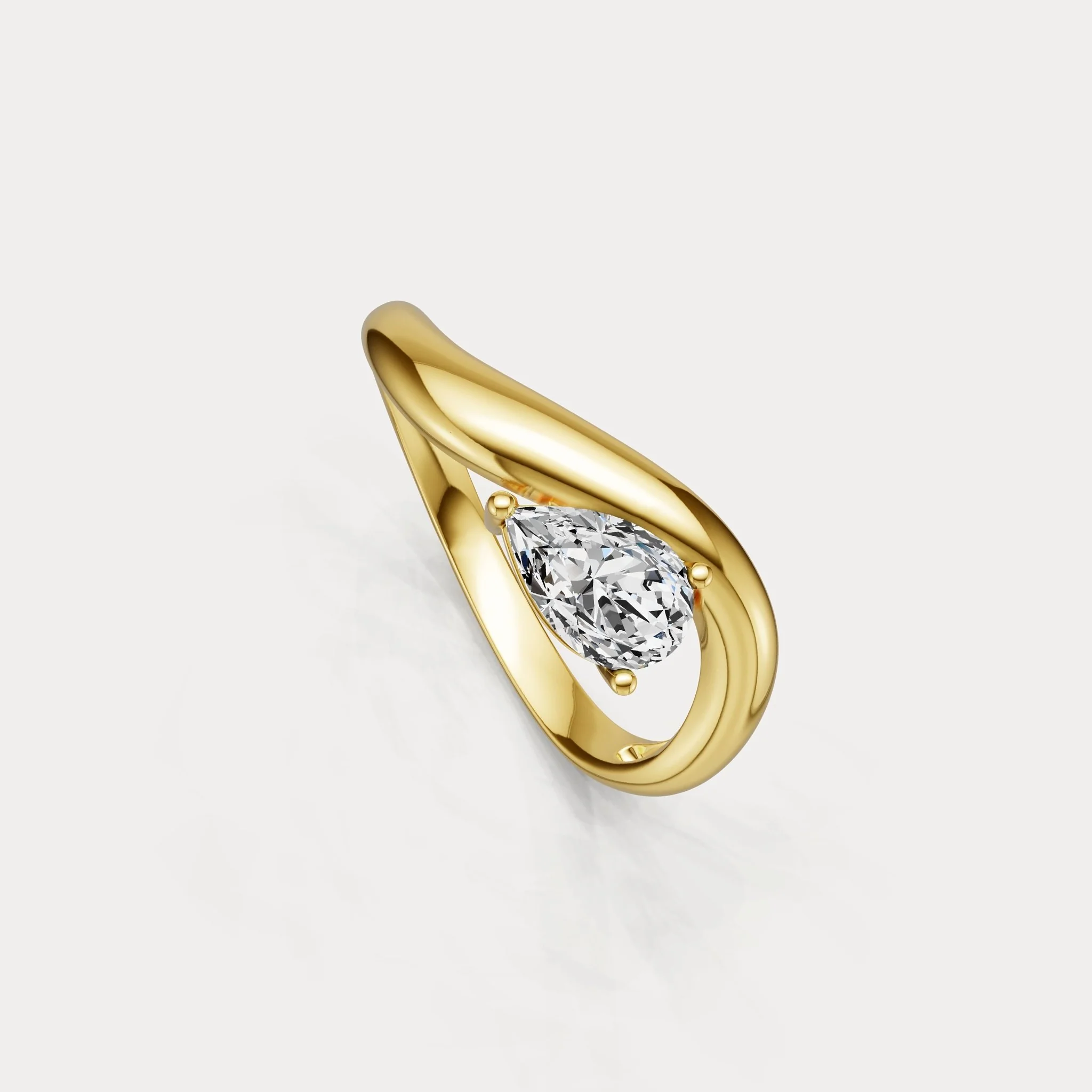 0.75 CT Prong Pear Lab Grown Diamond Wave Ring in Sterling Silver - Image 13