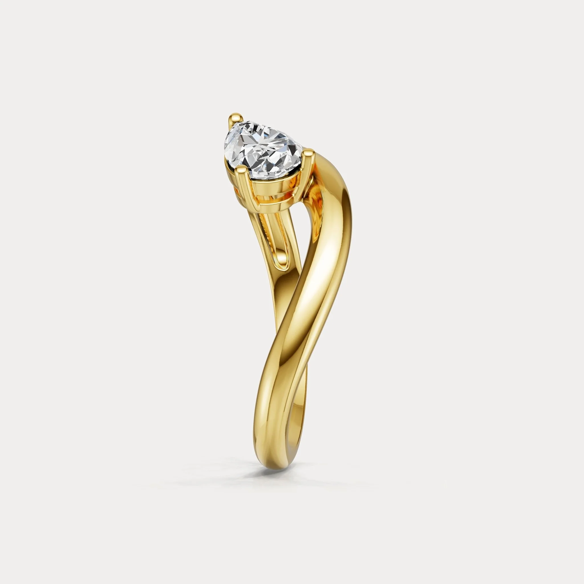 0.75 CT Prong Pear Lab Grown Diamond Wave Ring in Sterling Silver - Image 15