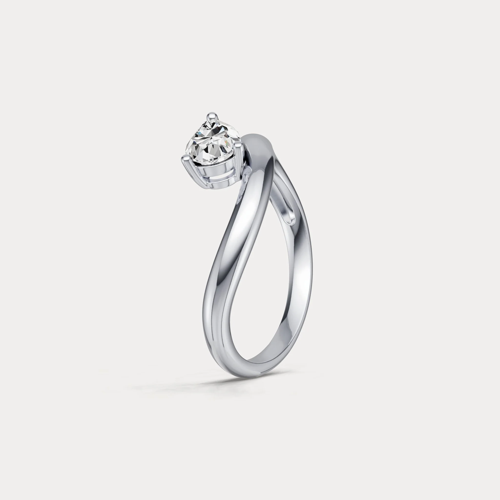 0.75 CT Prong Pear Lab Grown Diamond Wave Ring in Sterling Silver - Image 4