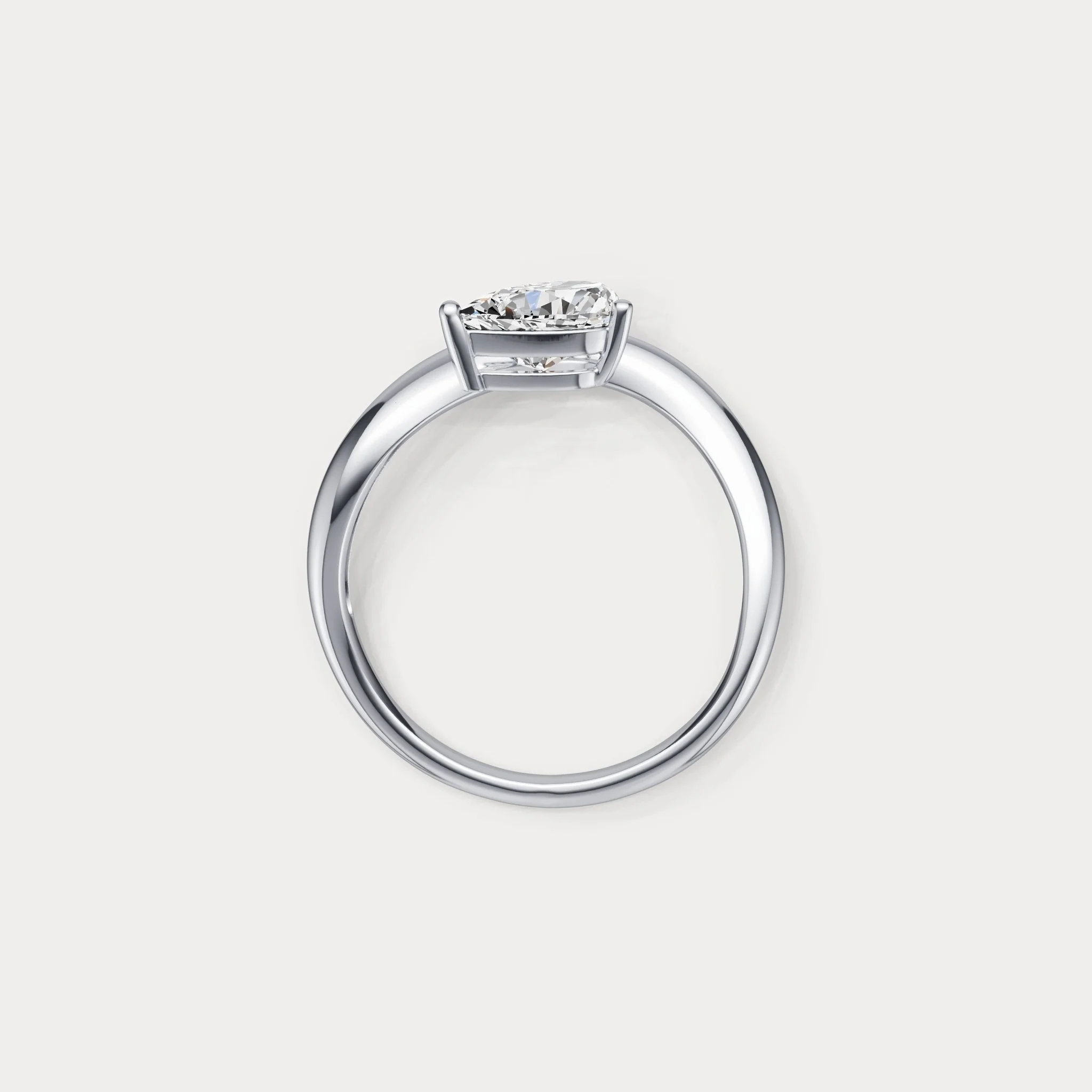 0.75 CT Prong Pear Lab Grown Diamond Wave Ring in Sterling Silver - Image 6