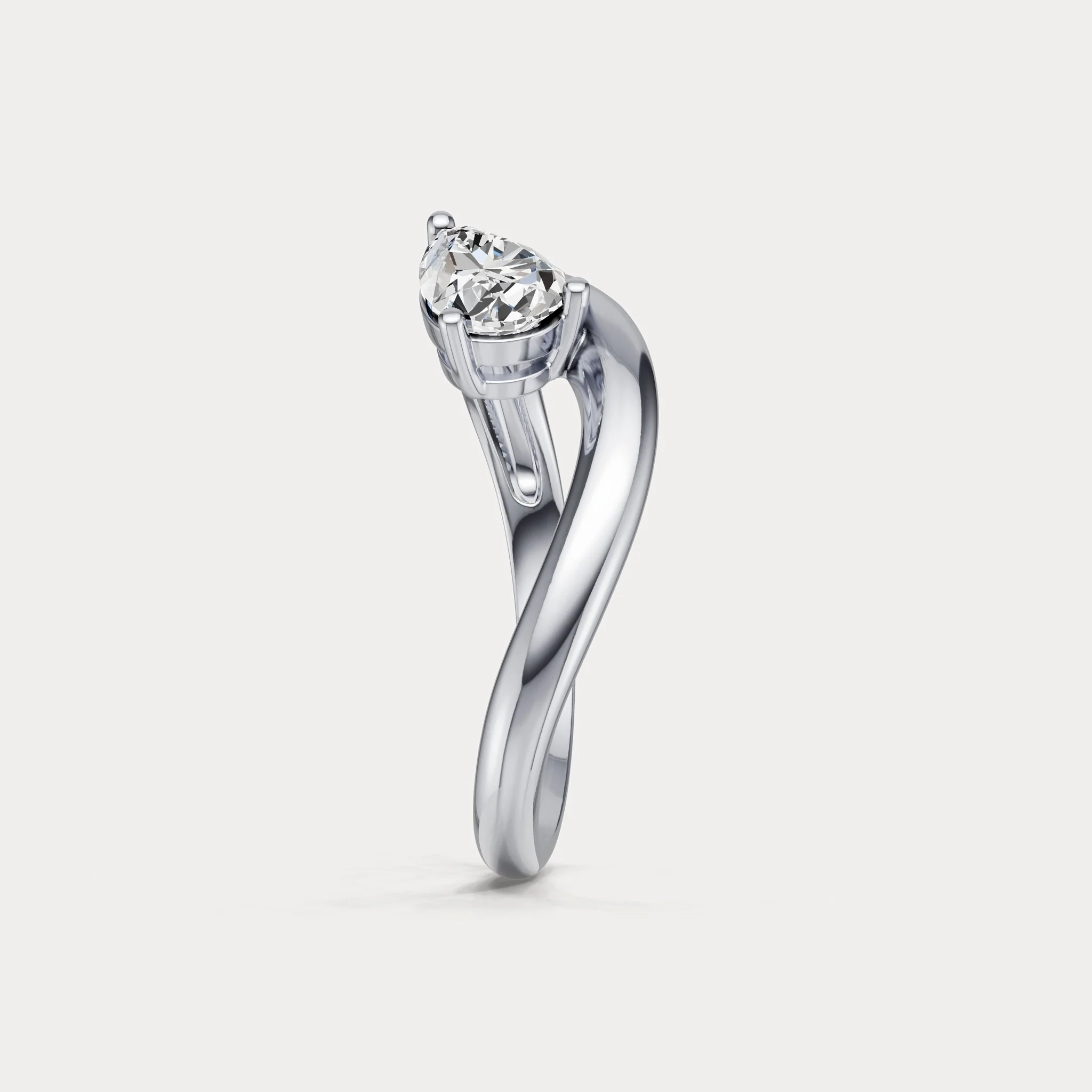 0.75 CT Prong Pear Lab Grown Diamond Wave Ring in Sterling Silver - Image 7