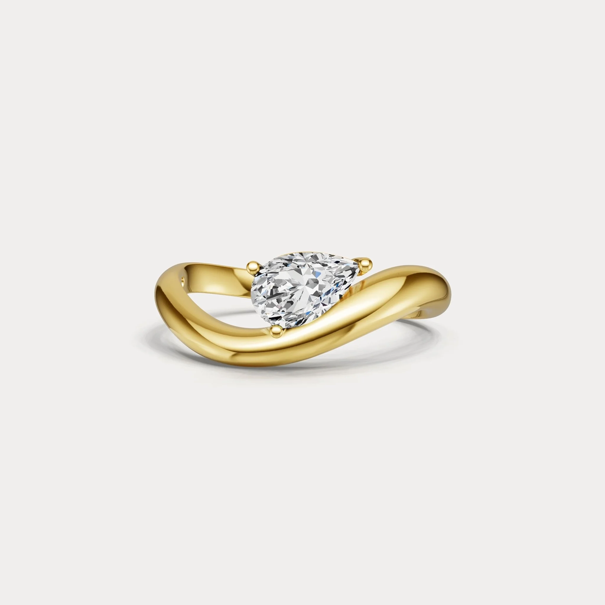 0.75 CT Prong Pear Lab Grown Diamond Wave Ring in Sterling Silver - Image 9