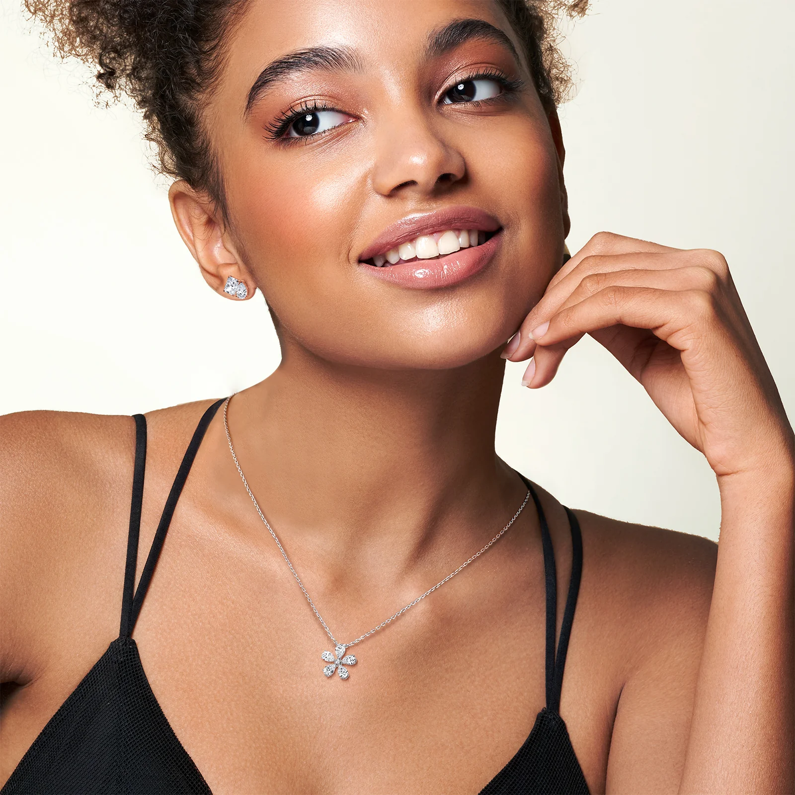 0.75CTW Lab Diamond Petite Flower Pendant Necklace In 14K Solid Gold/Platinum - Image 14
