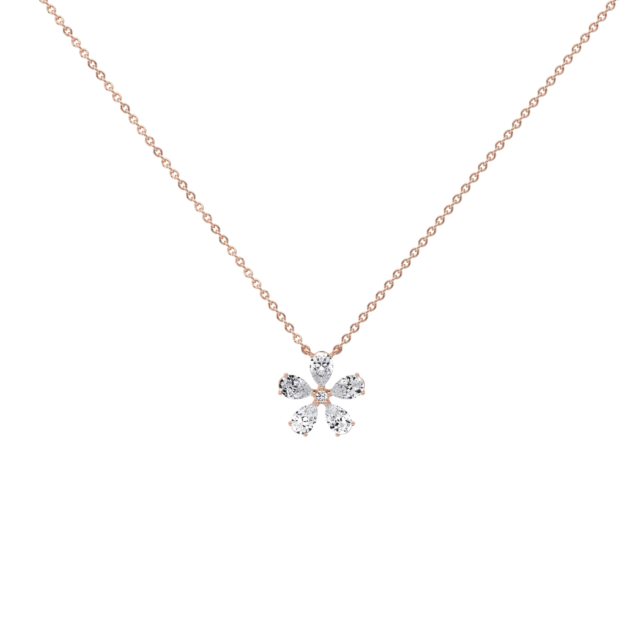 0.75CTW Lab Diamond Petite Flower Pendant Necklace In 14K Solid Gold/Platinum - Image 16