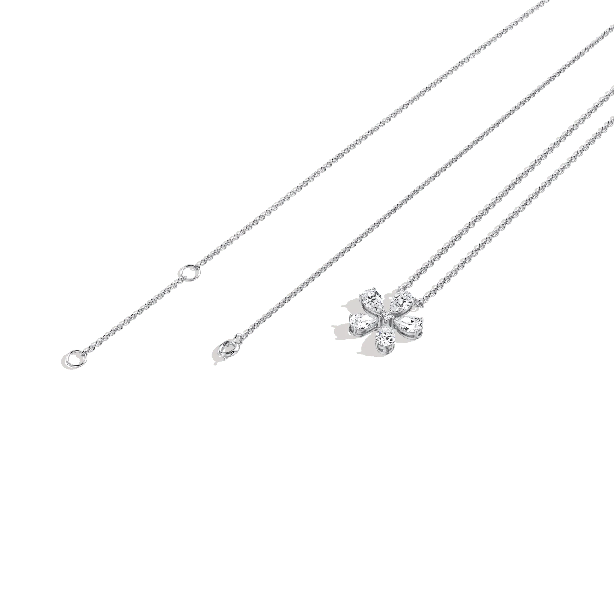 0.75CTW Lab Diamond Petite Flower Pendant Necklace In 14K Solid Gold/Platinum - Image 26