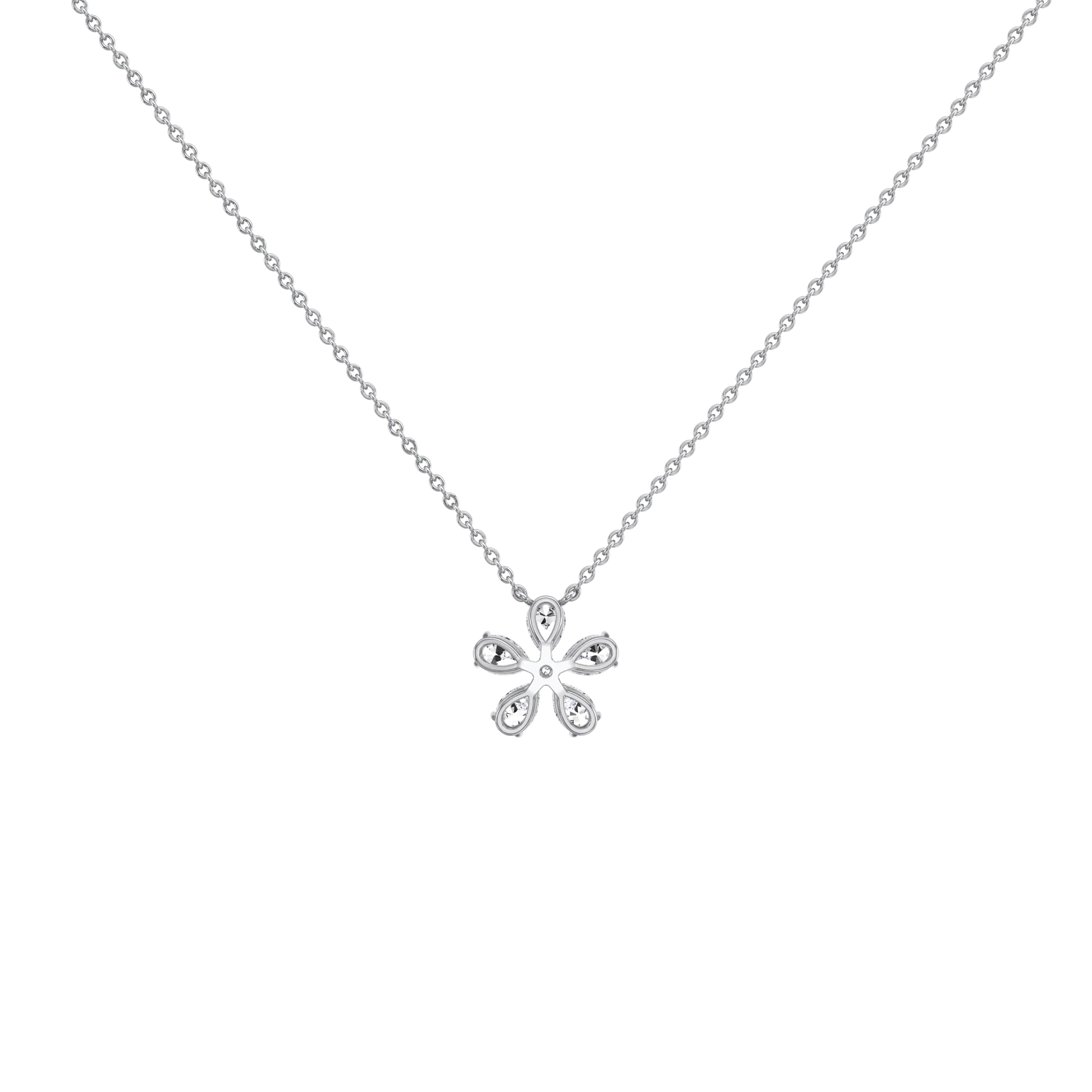 0.75CTW Lab Diamond Petite Flower Pendant Necklace In 14K Solid Gold/Platinum - Image 27
