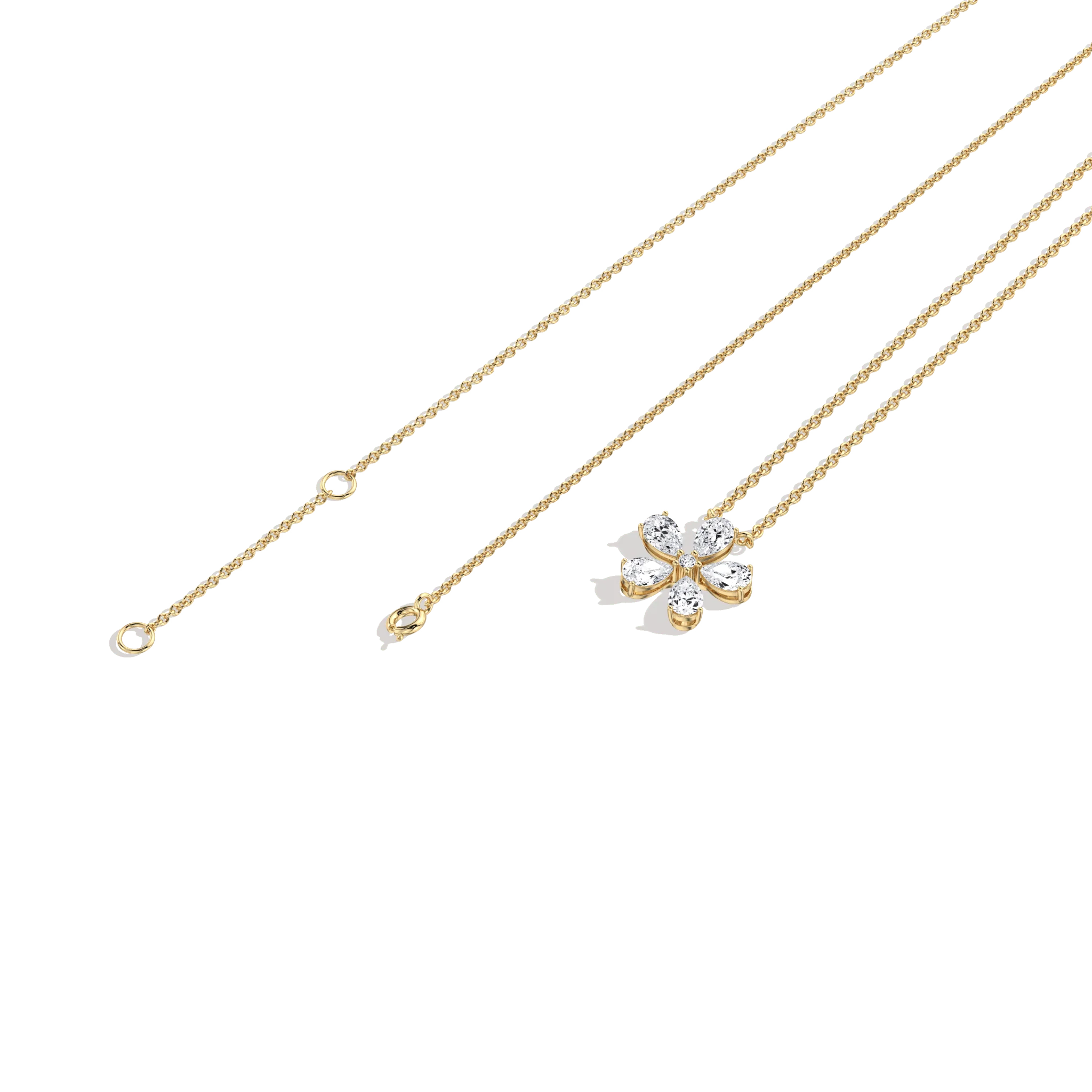 0.75CTW Lab Diamond Petite Flower Pendant Necklace In 14K Solid Gold/Platinum - Image 4