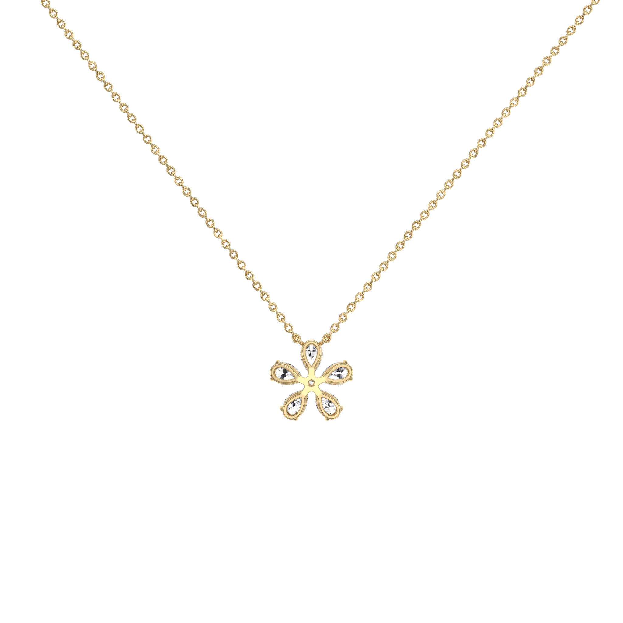 0.75CTW Lab Diamond Petite Flower Pendant Necklace In 14K Solid Gold/Platinum - Image 5