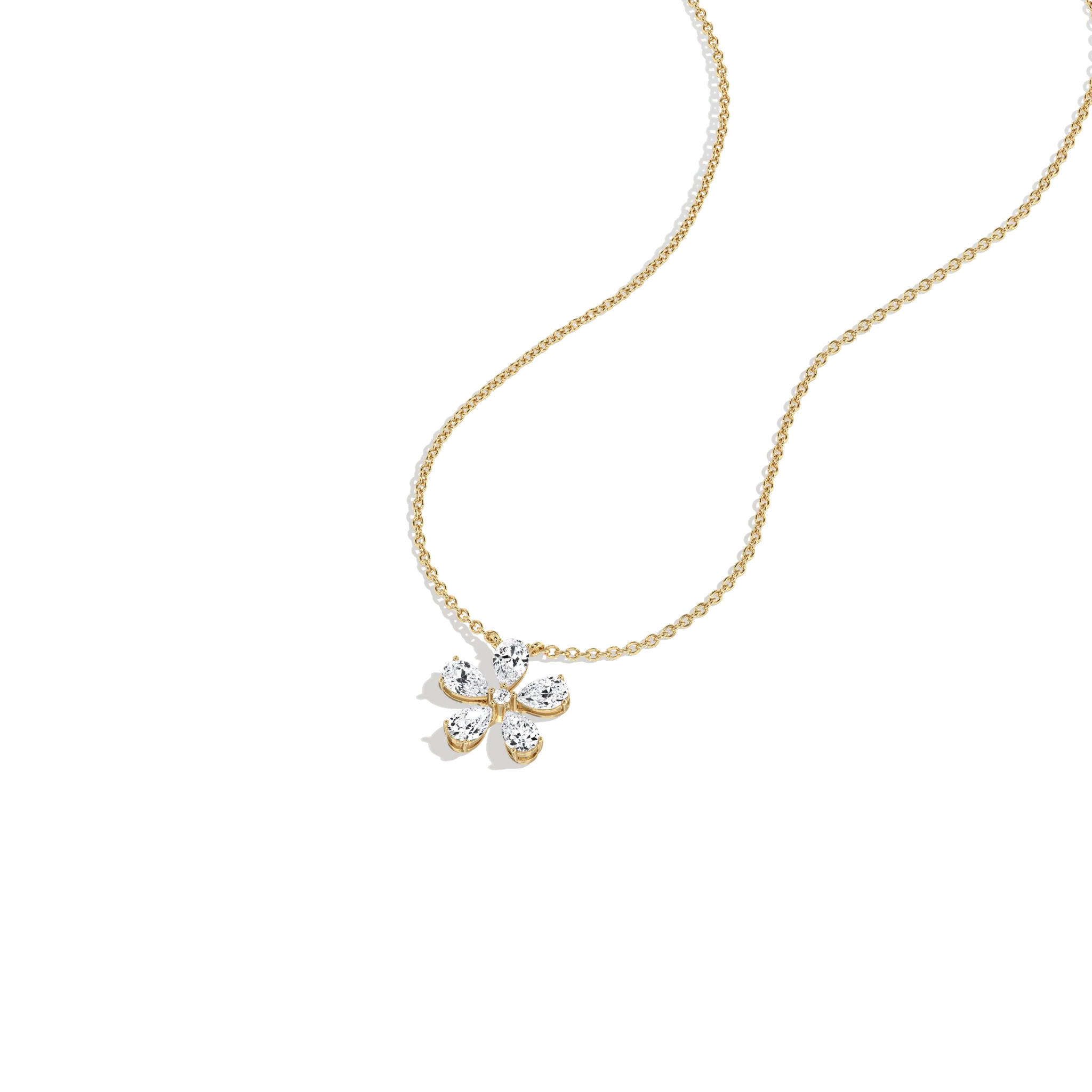 0.75CTW Lab Diamond Petite Flower Pendant Necklace In 14K Solid Gold/Platinum - Image 7