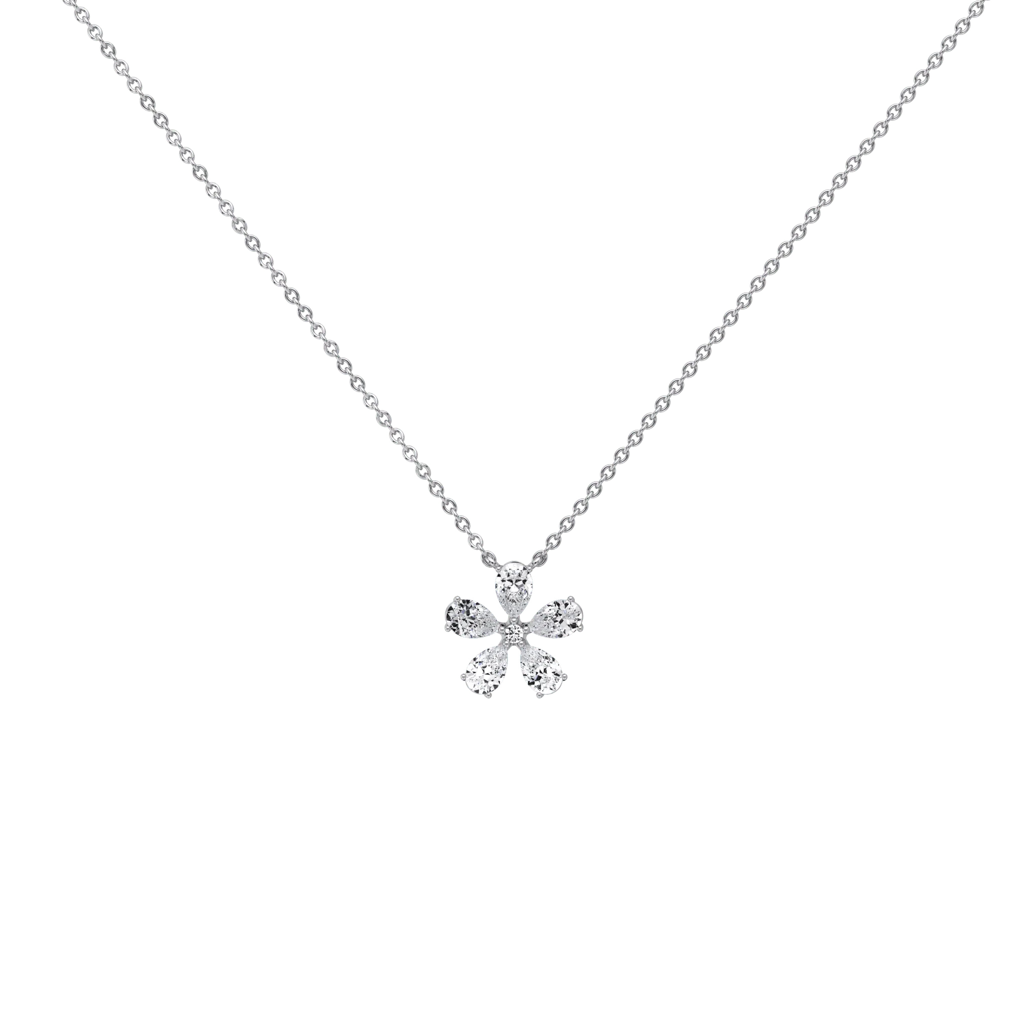 0.75CTW Lab Diamond Petite Flower Pendant Necklace In 14K Solid Gold/Platinum - Image 9