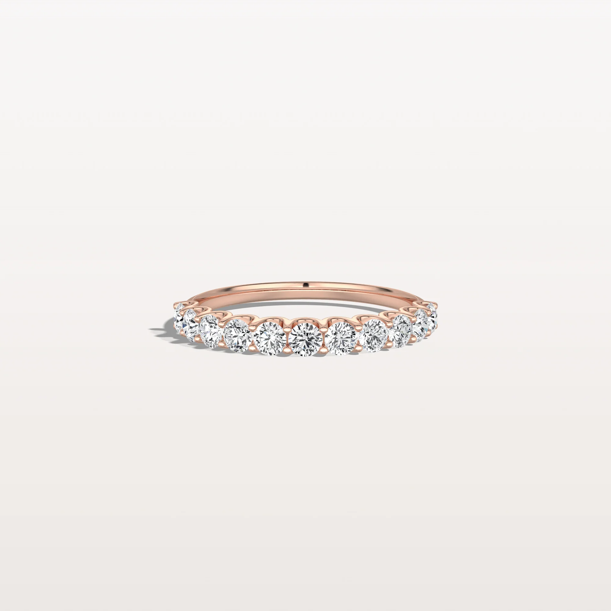 0.85CTW Lab Diamond U Prong Half Eternity Ring in 14K Solid Gold/Platinum - Image 16