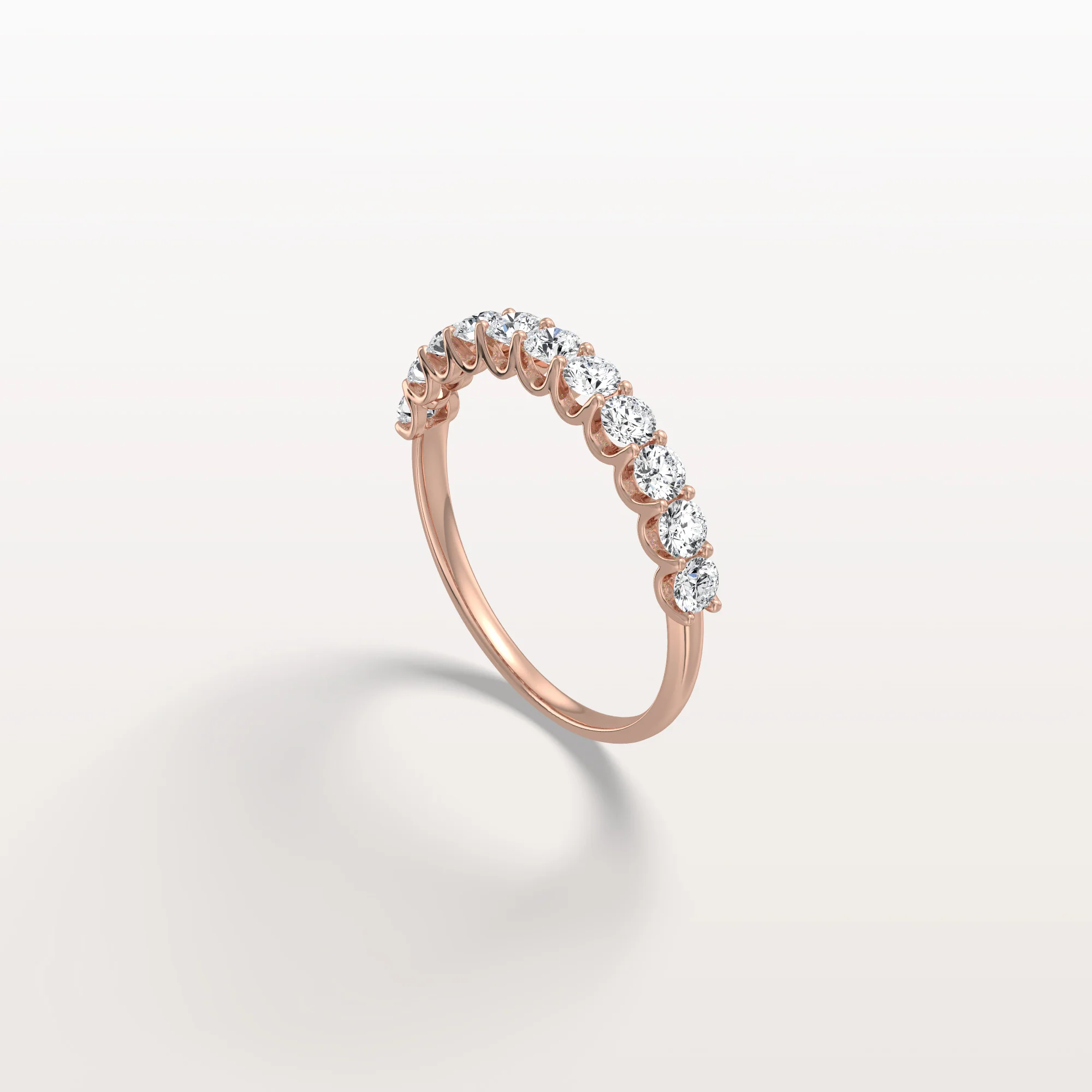 0.85CTW Lab Diamond U Prong Half Eternity Ring in 14K Solid Gold/Platinum - Image 19