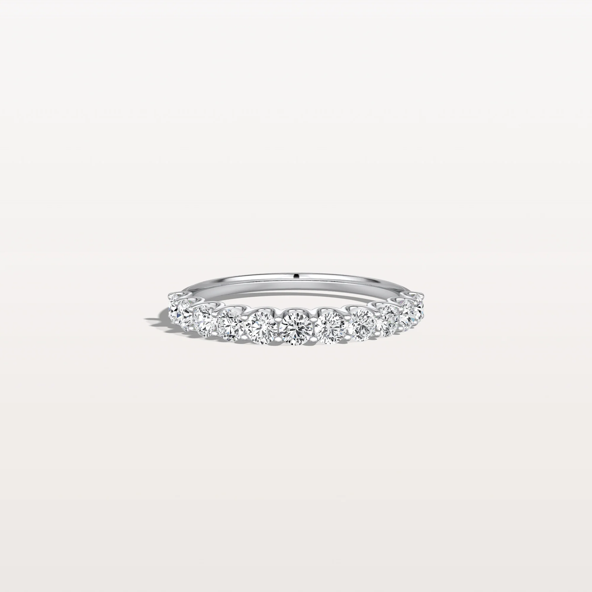 0.85CTW Lab Diamond U Prong Half Eternity Ring in 14K Solid Gold/Platinum - Image 23