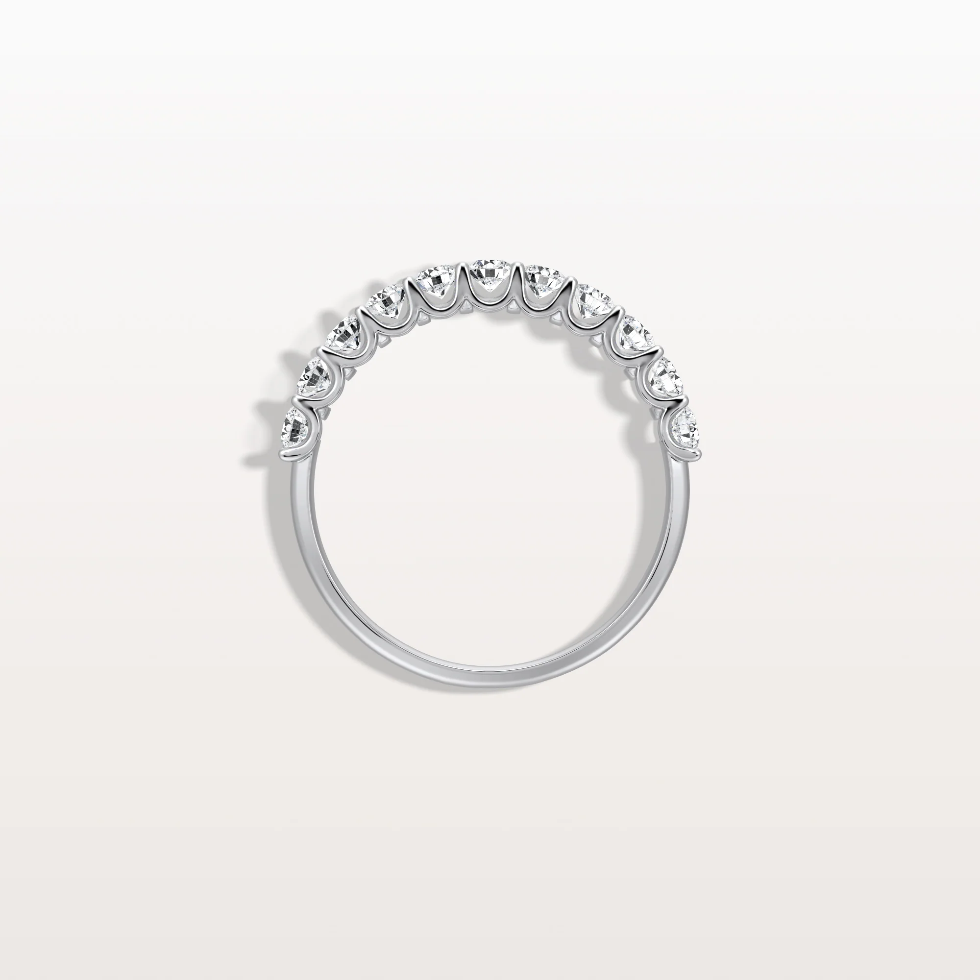 0.85CTW Lab Diamond U Prong Half Eternity Ring in 14K Solid Gold/Platinum - Image 26
