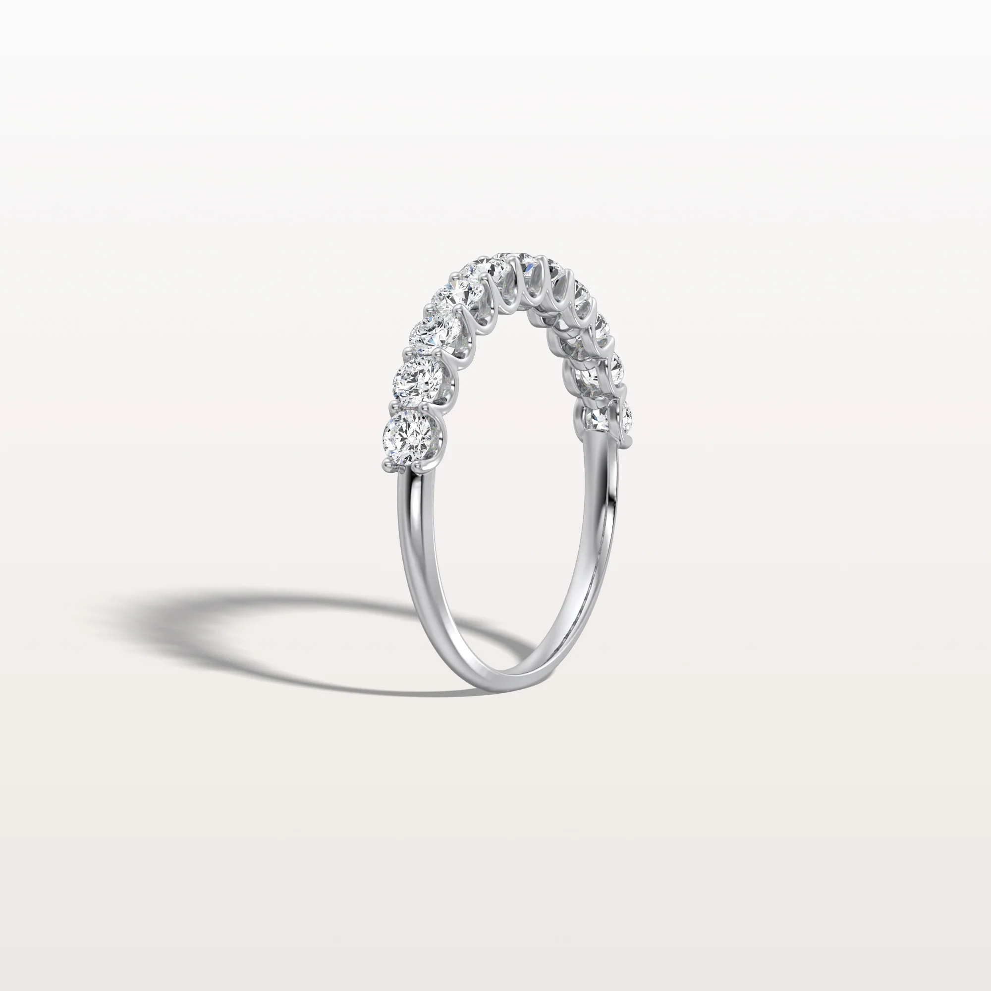 0.85CTW Lab Diamond U Prong Half Eternity Ring in 14K Solid Gold/Platinum - Image 27