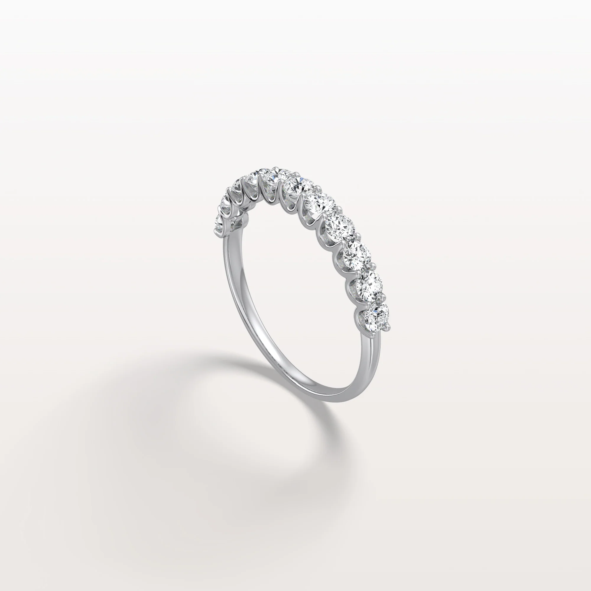 0.85CTW Lab Diamond U Prong Half Eternity Ring in 14K Solid Gold/Platinum - Image 29