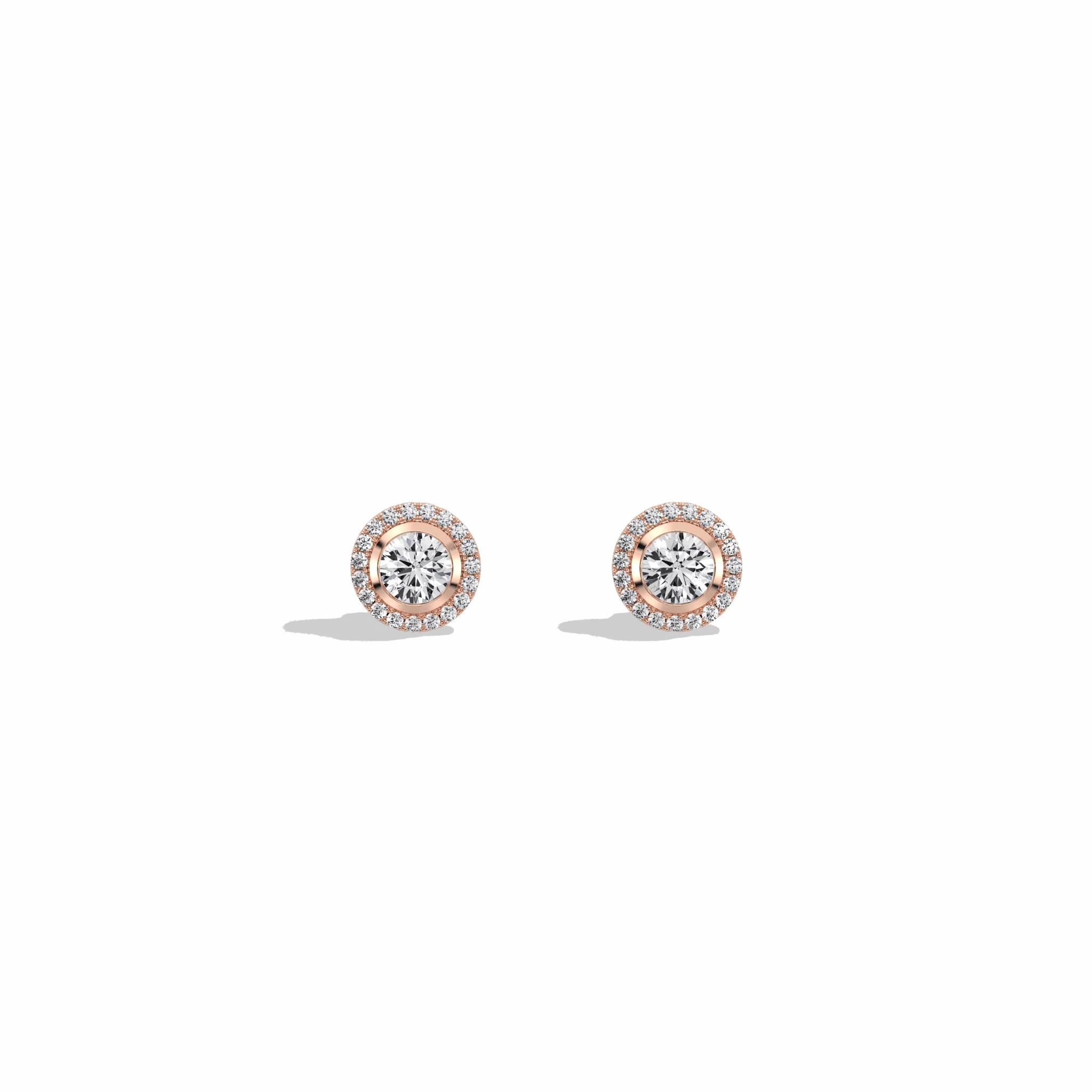 0.8CTW Round Lab Diamond Halo Stud Earrings In 14K Solid Gold/Platinum - Image 14