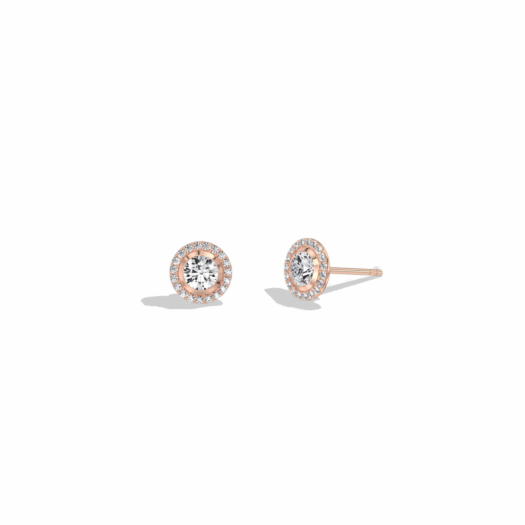 0.8CTW Round Lab Diamond Halo Stud Earrings In 14K Solid Gold/Platinum - Image 18