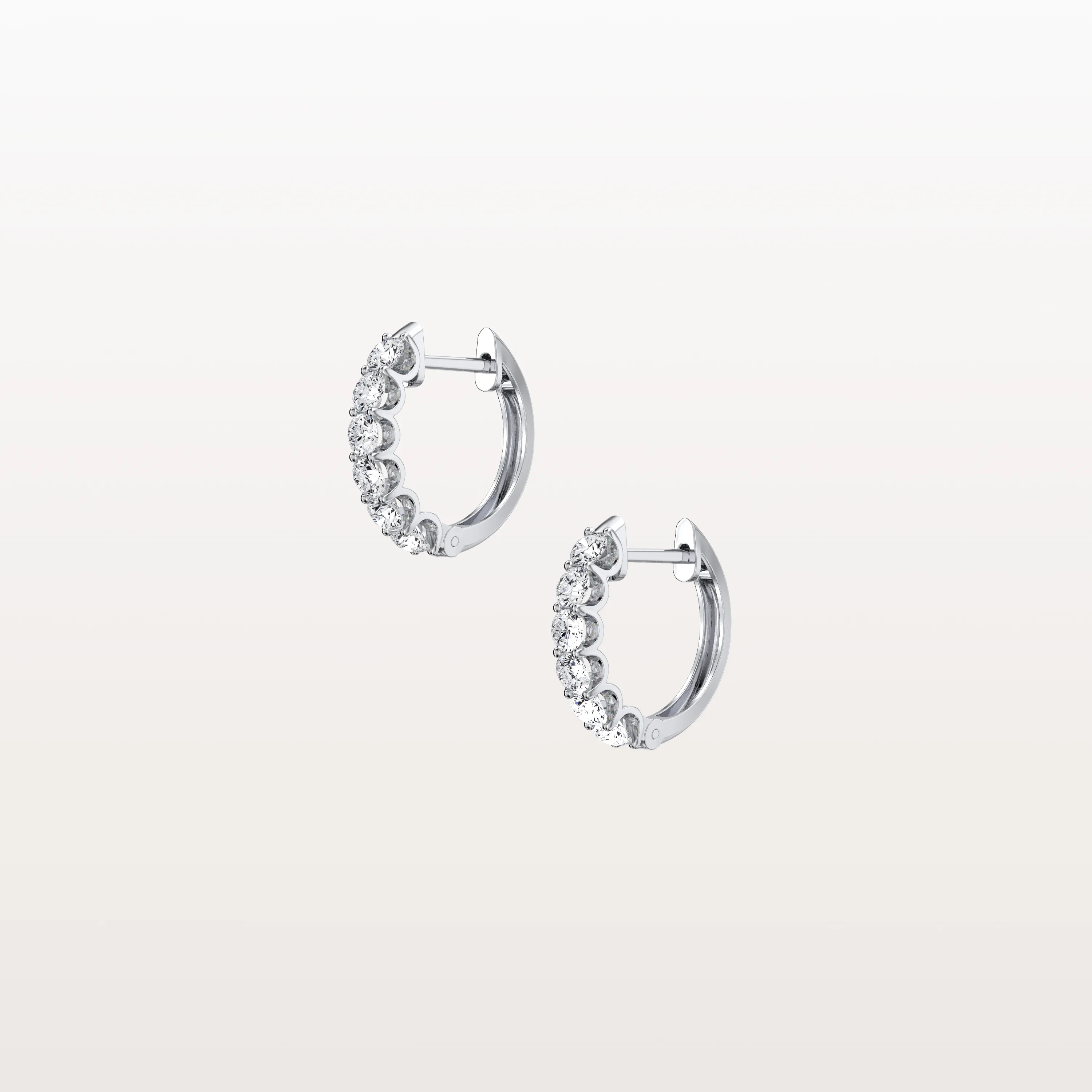 Half Eternity Huggie Diamond Hoop Earring - 14mm in 14K Gold and Platinum - Image 10
