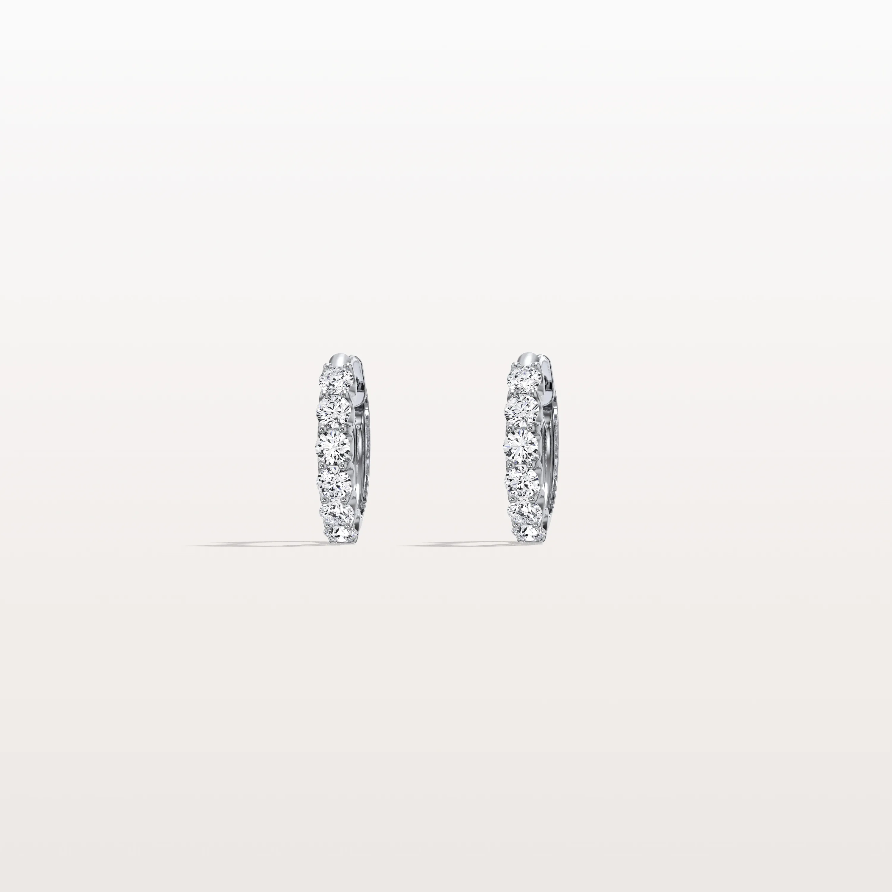 Half Eternity Huggie Diamond Hoop Earring - 14mm in 14K Gold and Platinum - Image 11