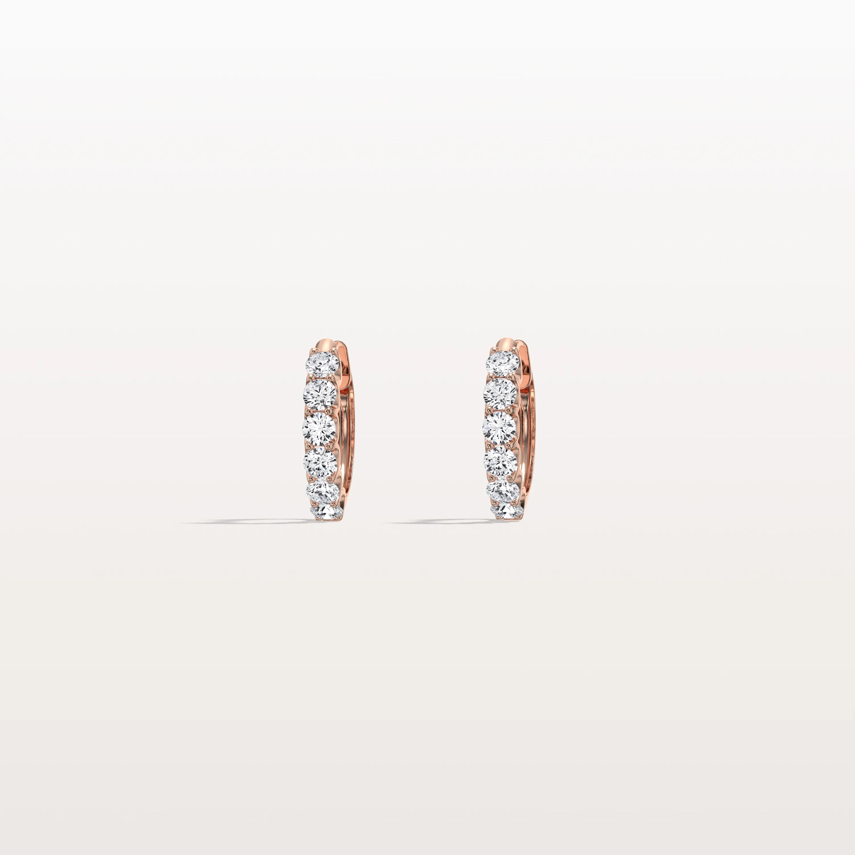 Half Eternity Huggie Diamond Hoop Earring - 14mm in 14K Gold and Platinum - Image 15