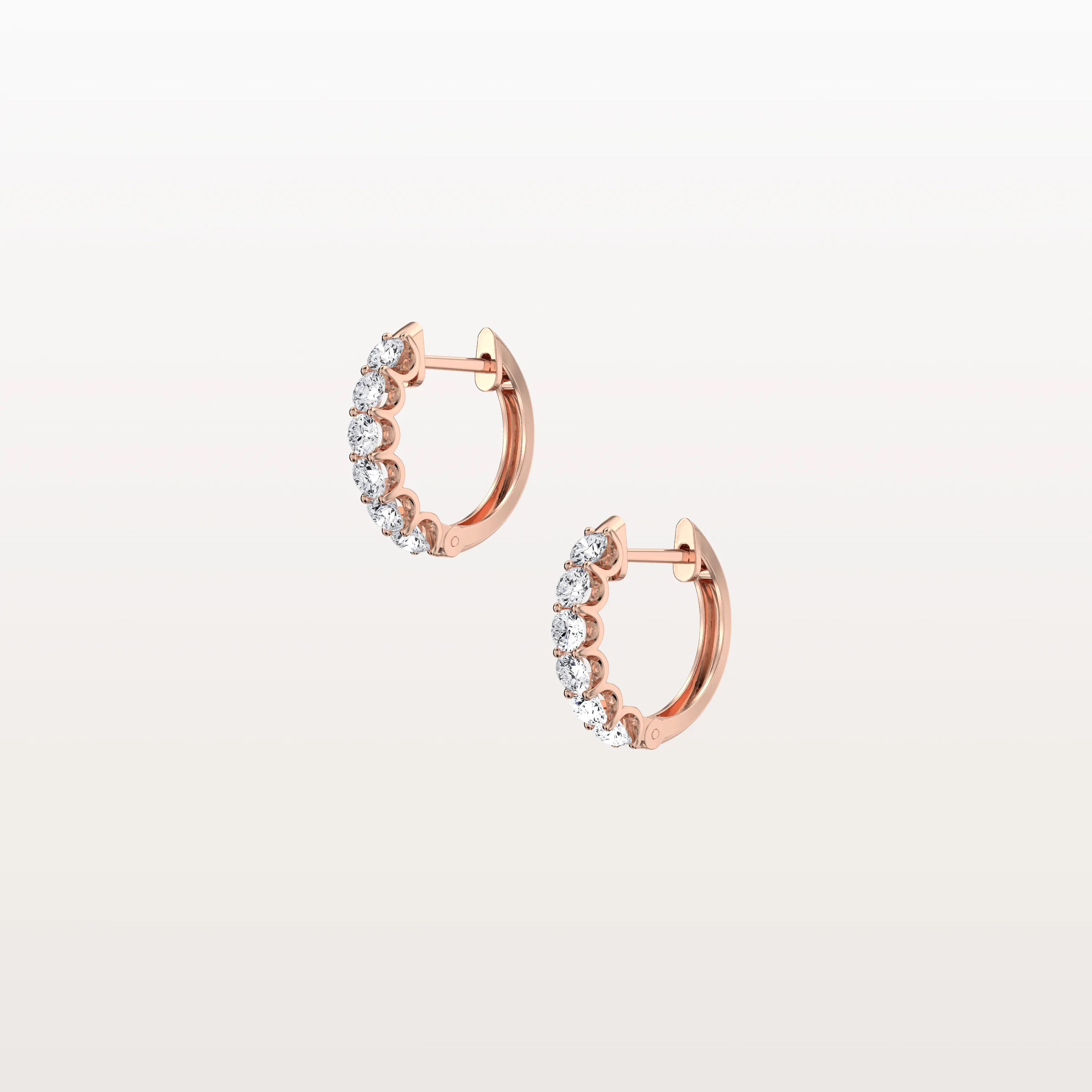 Half Eternity Huggie Diamond Hoop Earring - 14mm in 14K Gold and Platinum - Image 16