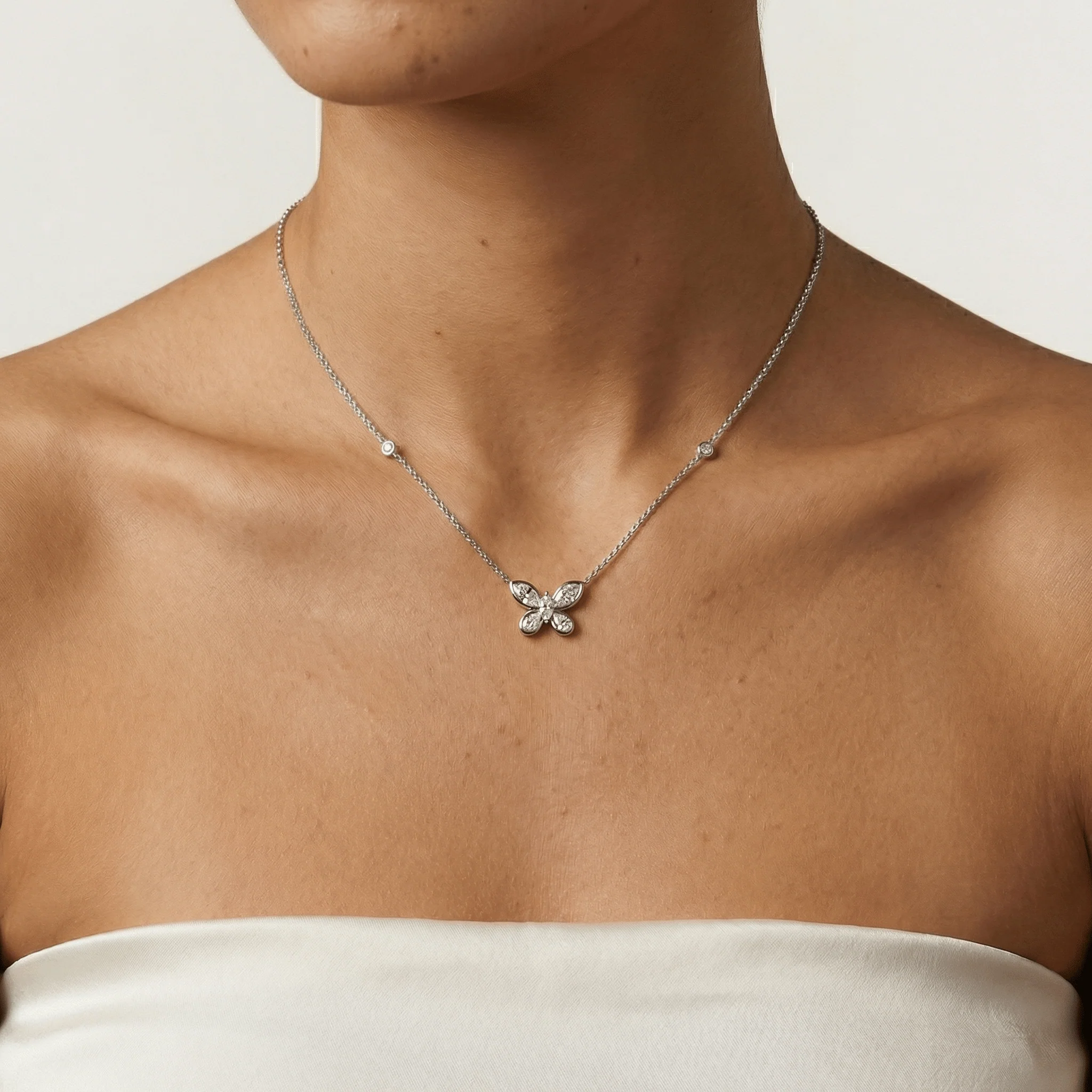 1.2CTW Lab-Grown Diamond Butterfly Pendant Necklace in Sterling Silver - Image 3