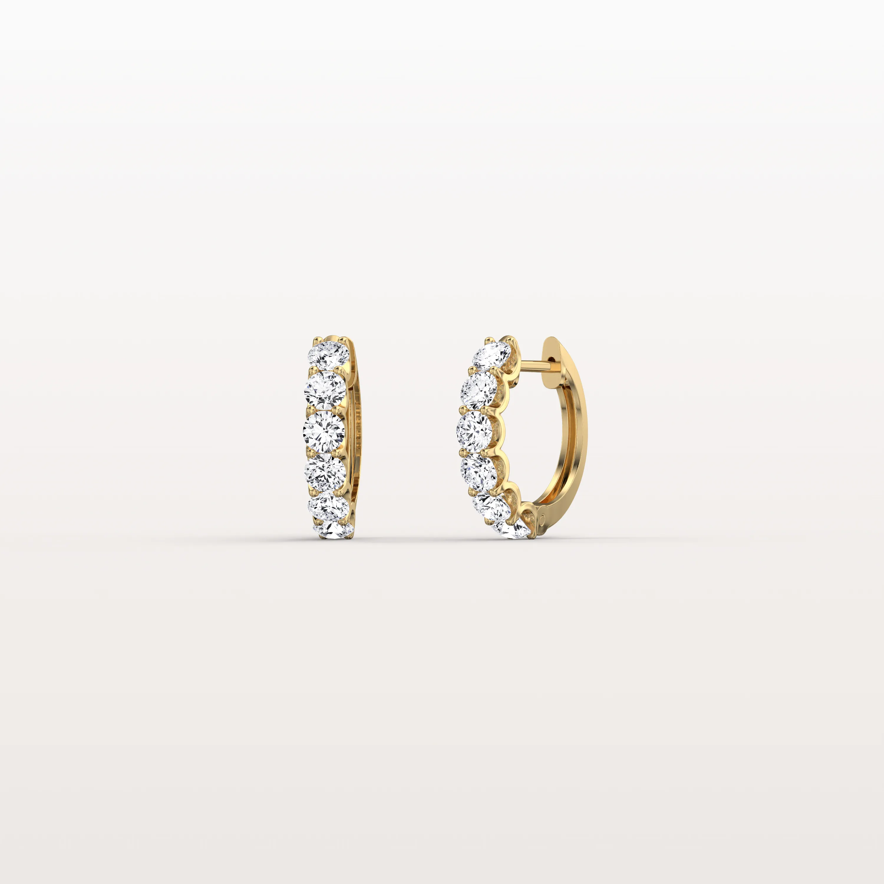 1.32CTW Lab Diamond Half Eternity Huggie Earring In 14K Solid Gold/Platinum - Image 4