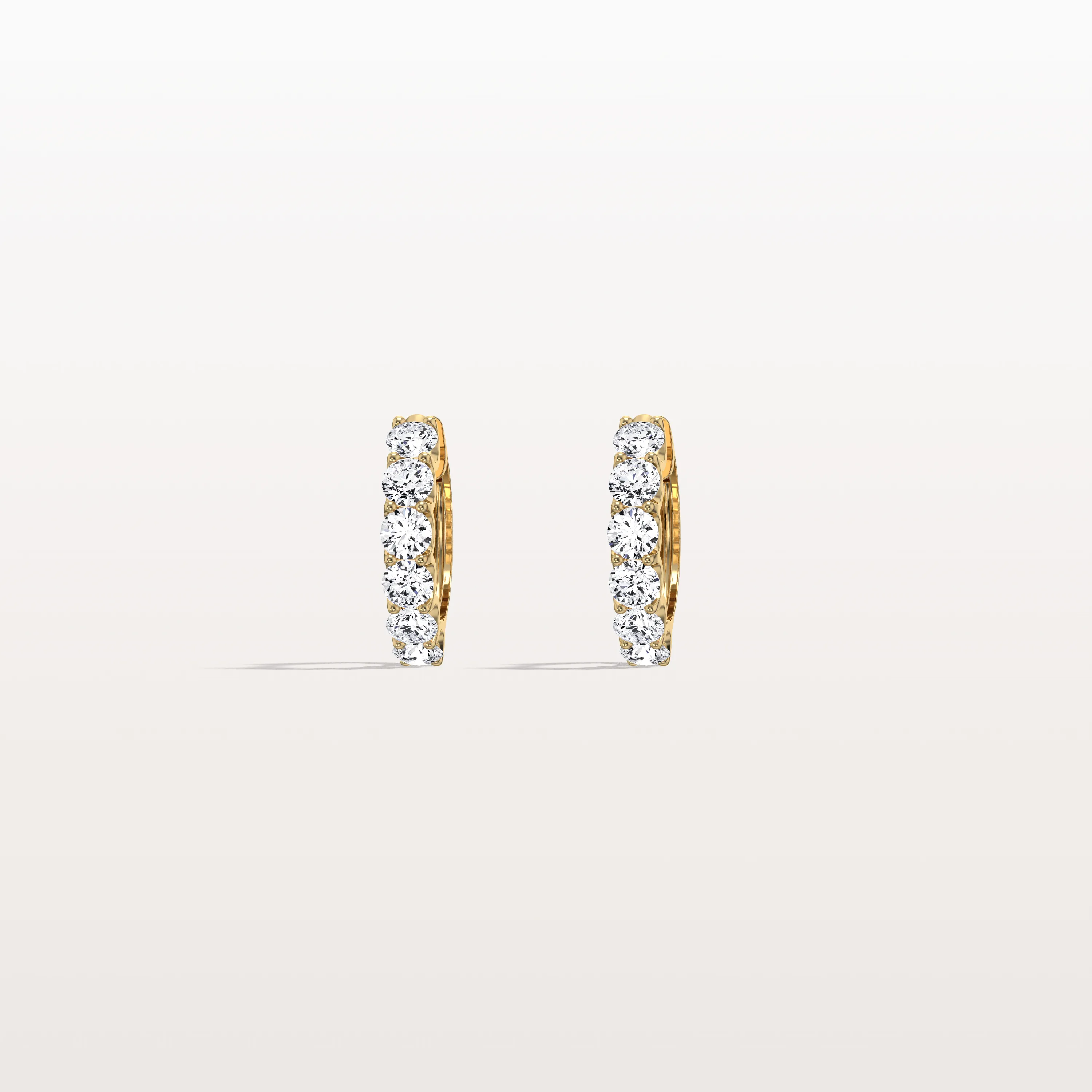 1.32CTW Lab Diamond Half Eternity Huggie Earring In 14K Solid Gold/Platinum - Image 5