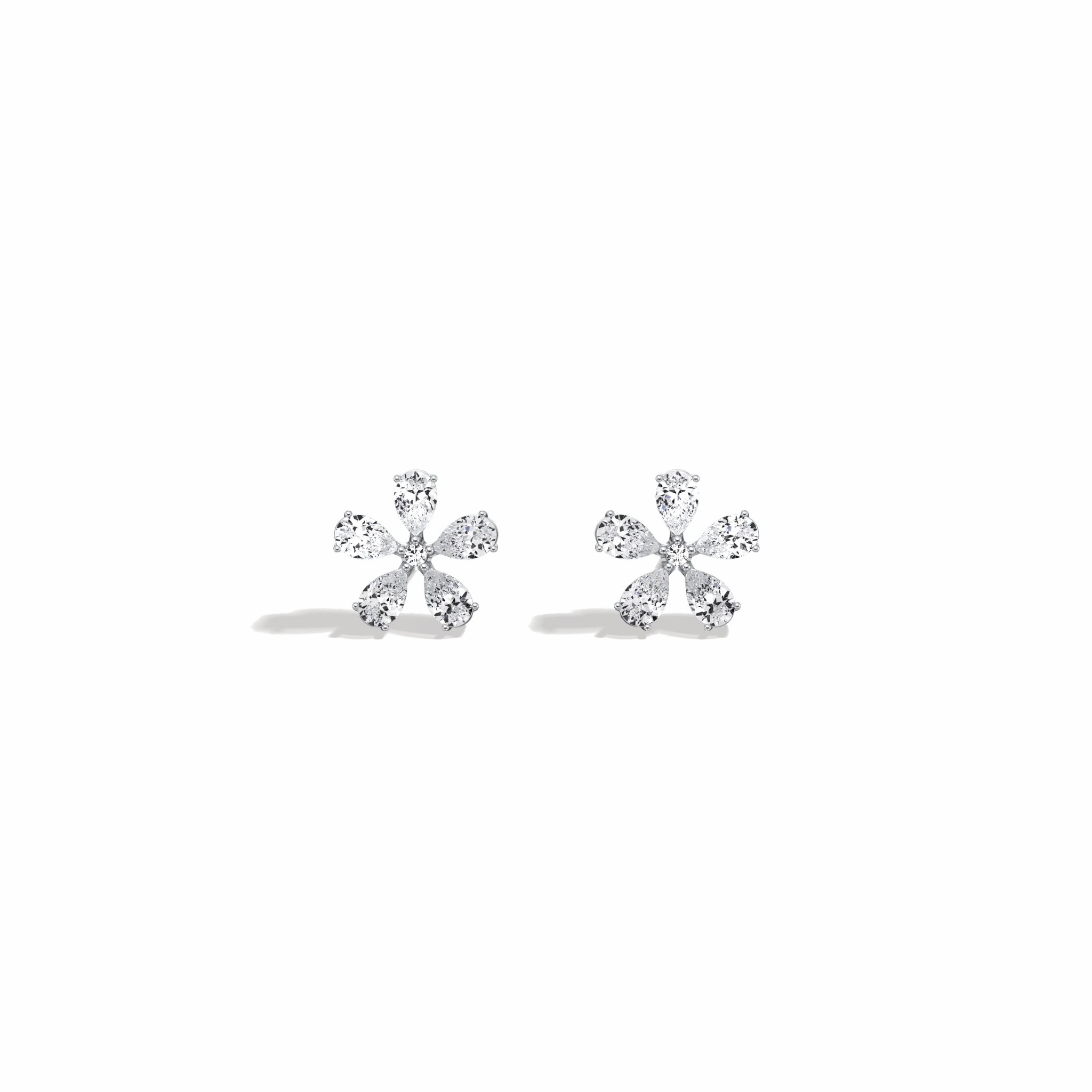 1.32CTW Pear Cut Lab Grown Diamond Flower Stud Earring - Image 24