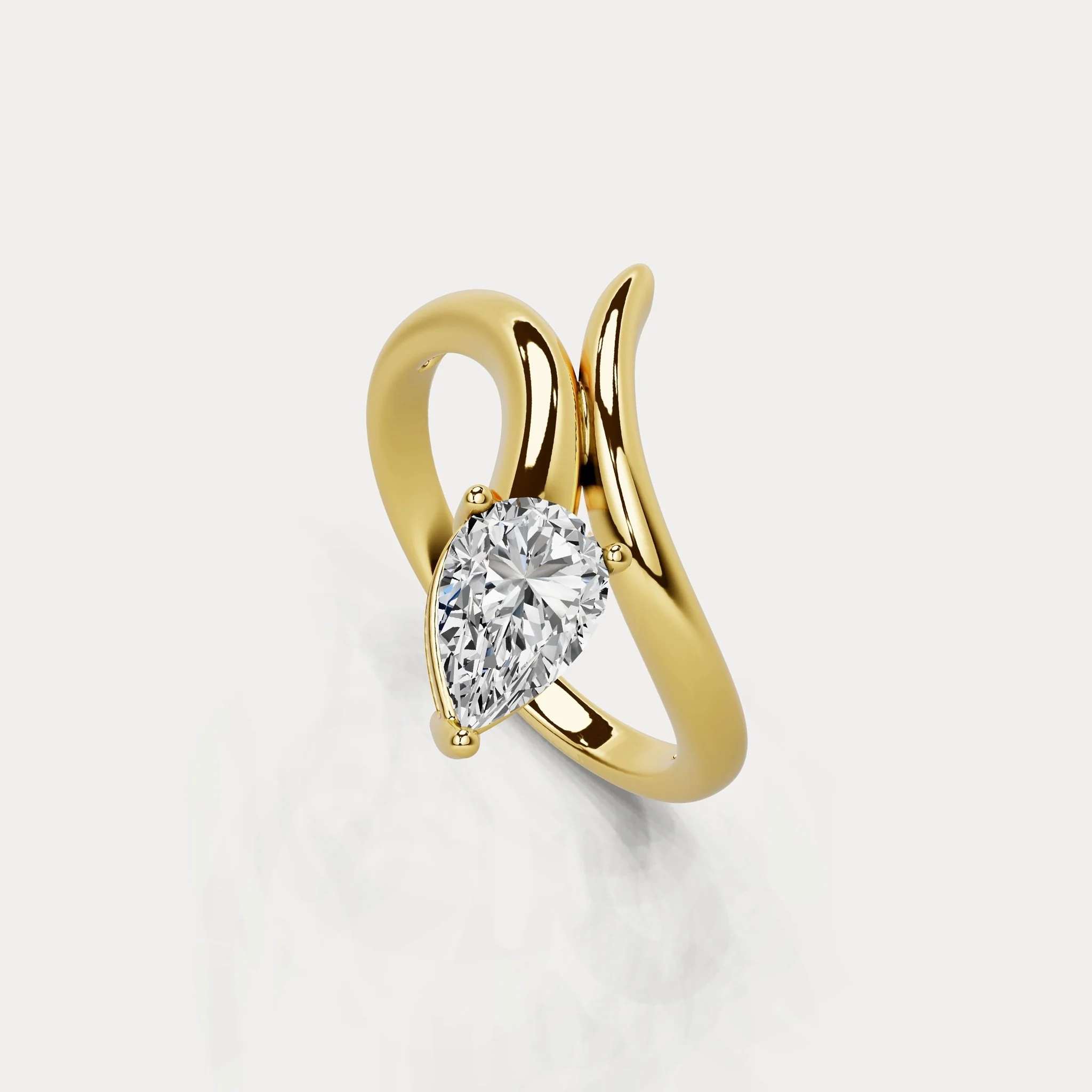 1.5 CT Pear Cut Lab Grown Diamond Twisted Ring in Sterling Silver - Image 11