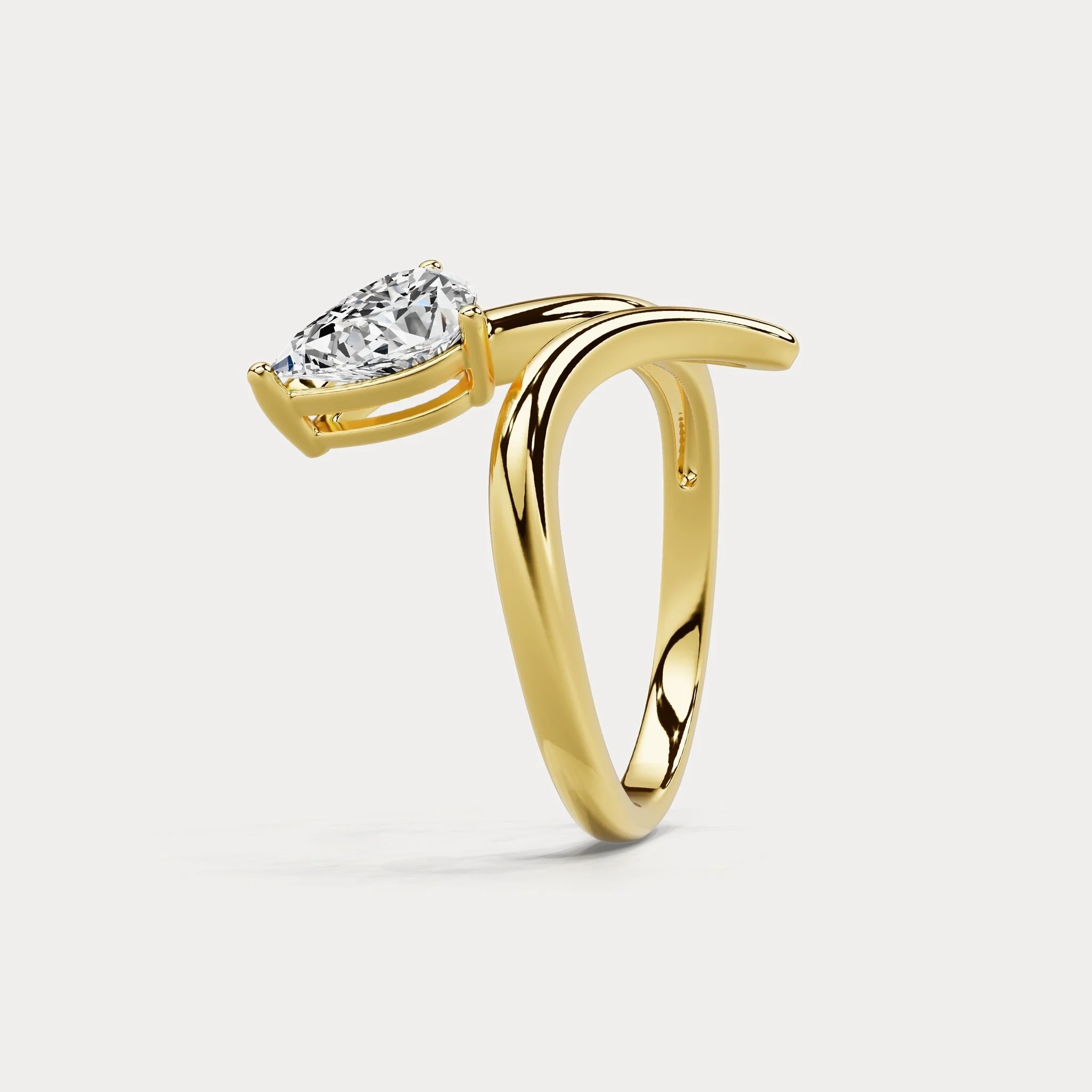 1.5 CT Pear Cut Lab Grown Diamond Twisted Ring in Sterling Silver - Image 12