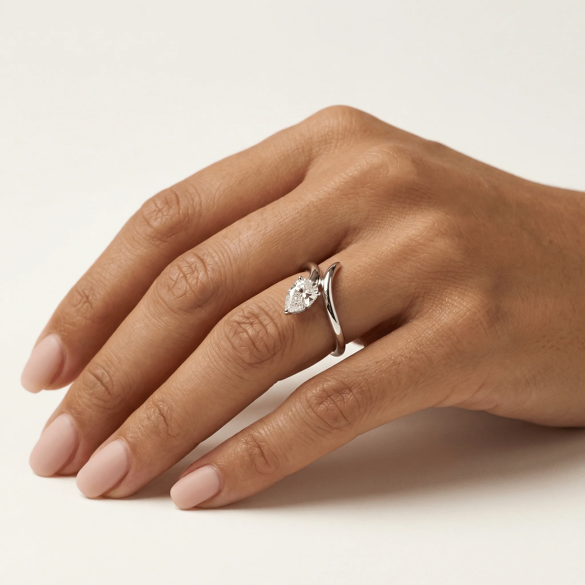 1.5 CT Pear Cut Lab Grown Diamond Twisted Ring in Sterling Silver - Image 6