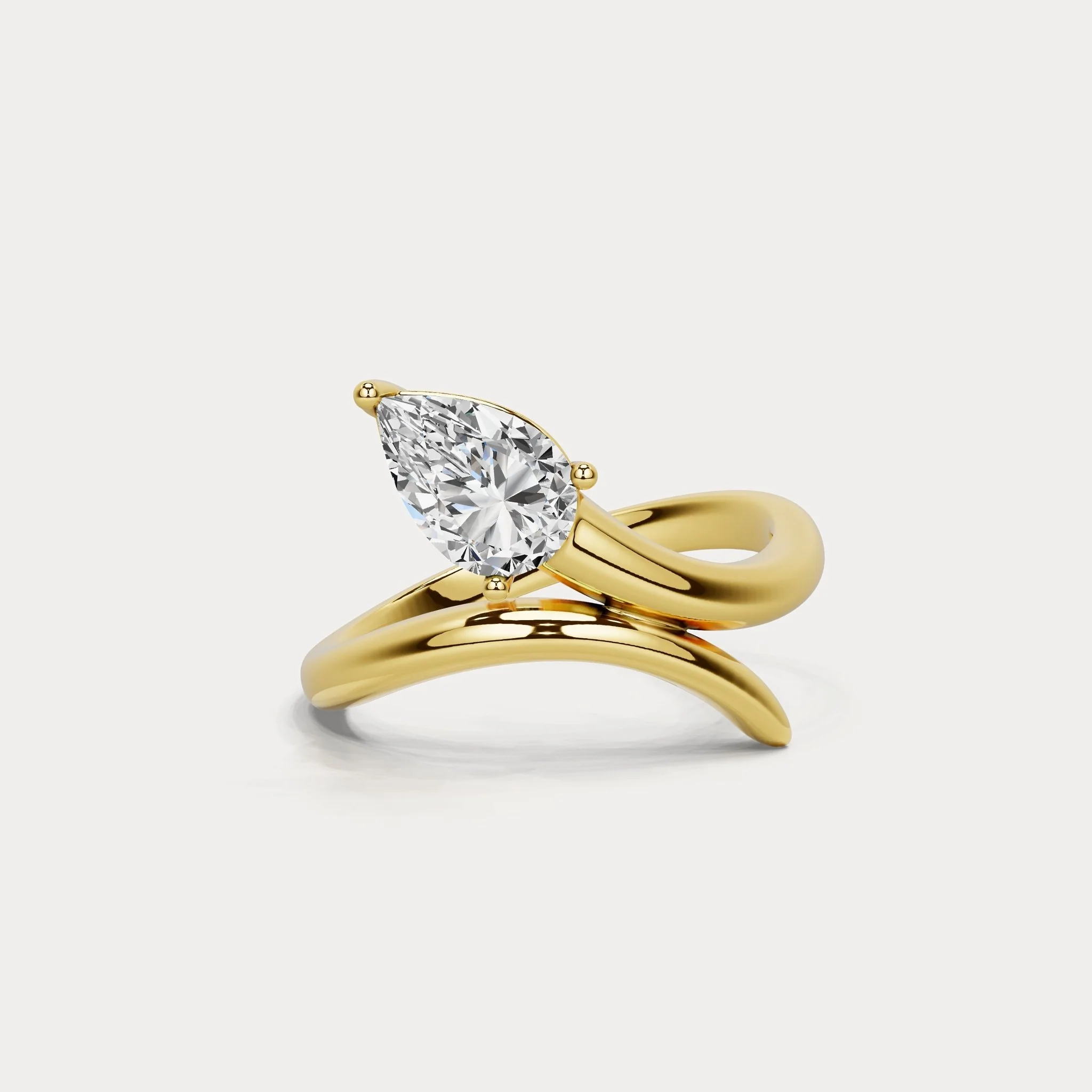 1.5 CT Pear Cut Lab Grown Diamond Twisted Ring in Sterling Silver - Image 8