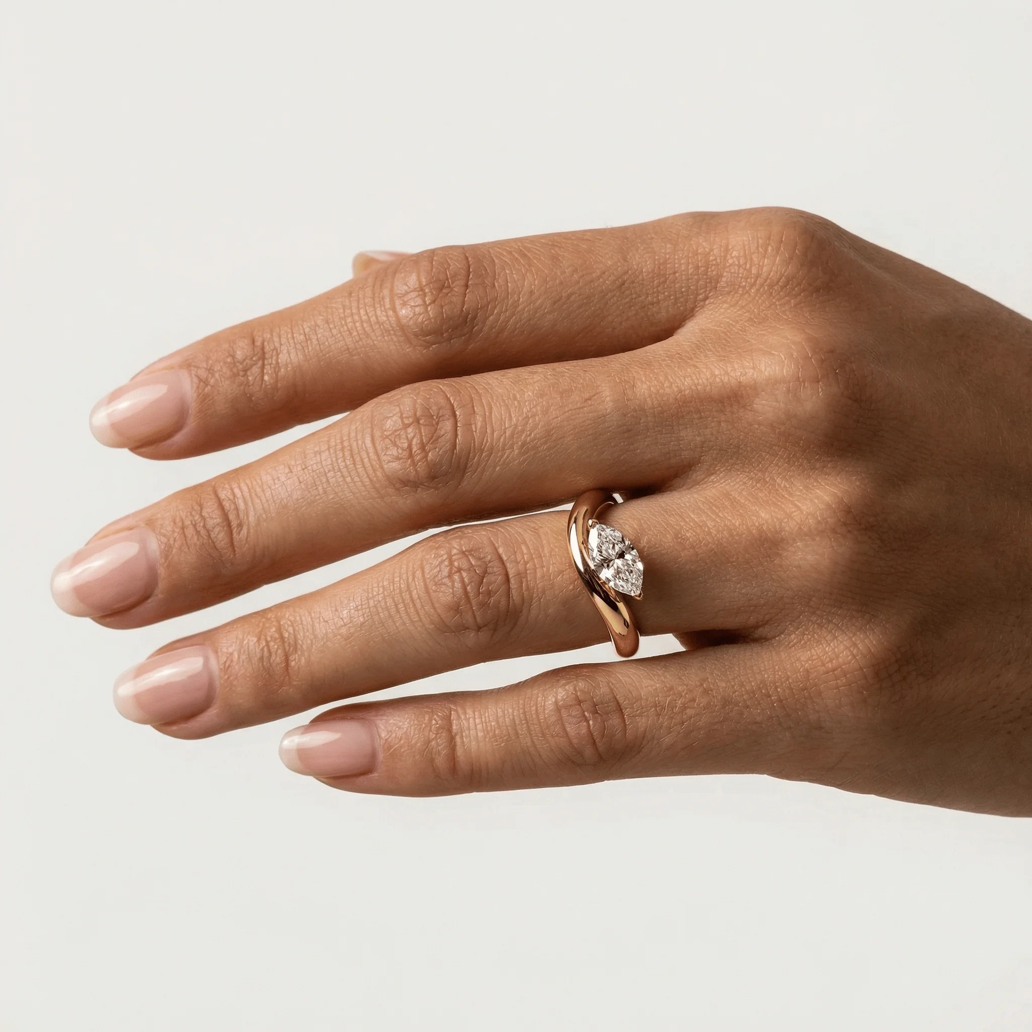 1 CT Marquise-Shaped Lab Grown Diamond Curved Ring in Sterling Silver - Image 10
