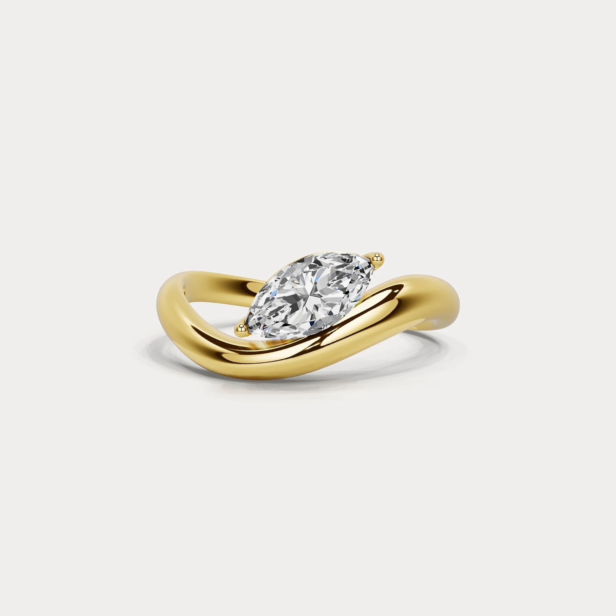 1 CT Marquise-Shaped Lab Grown Diamond Curved Ring in Sterling Silver - Image 9