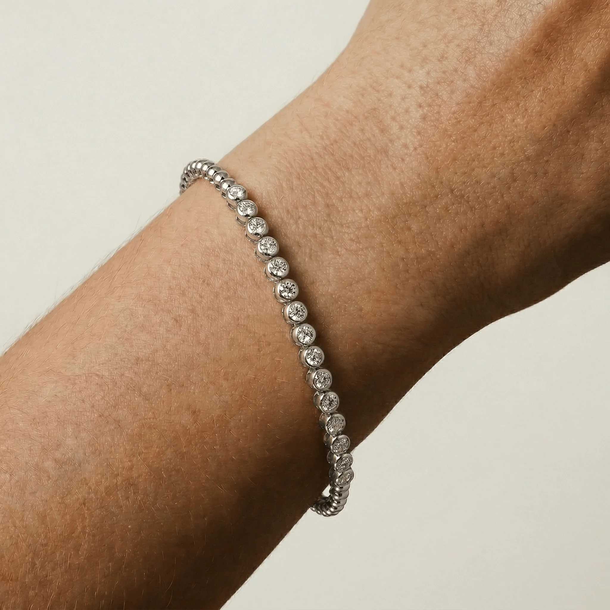 1 CTW Bezel Set Lab-Grown Diamond Tennis Bracelet in Sterling Silver - Image 2