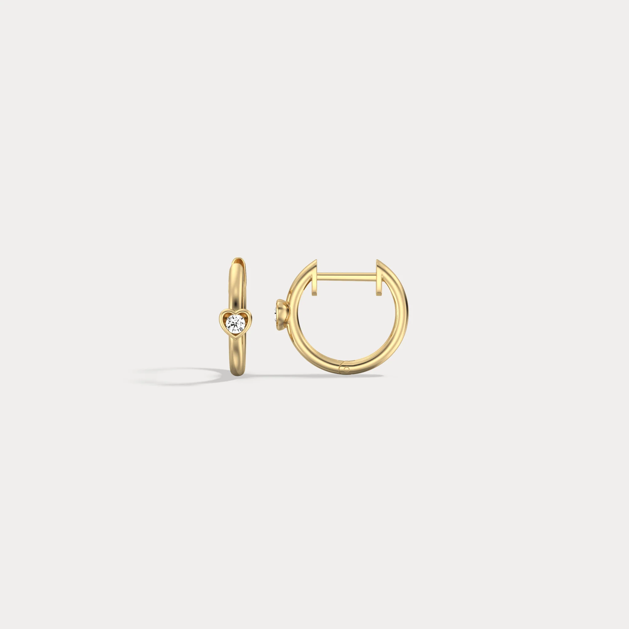 12mm Lab-Grown Diamond Heart Huggie Hoop Earrings in 14K Gold/Platinum